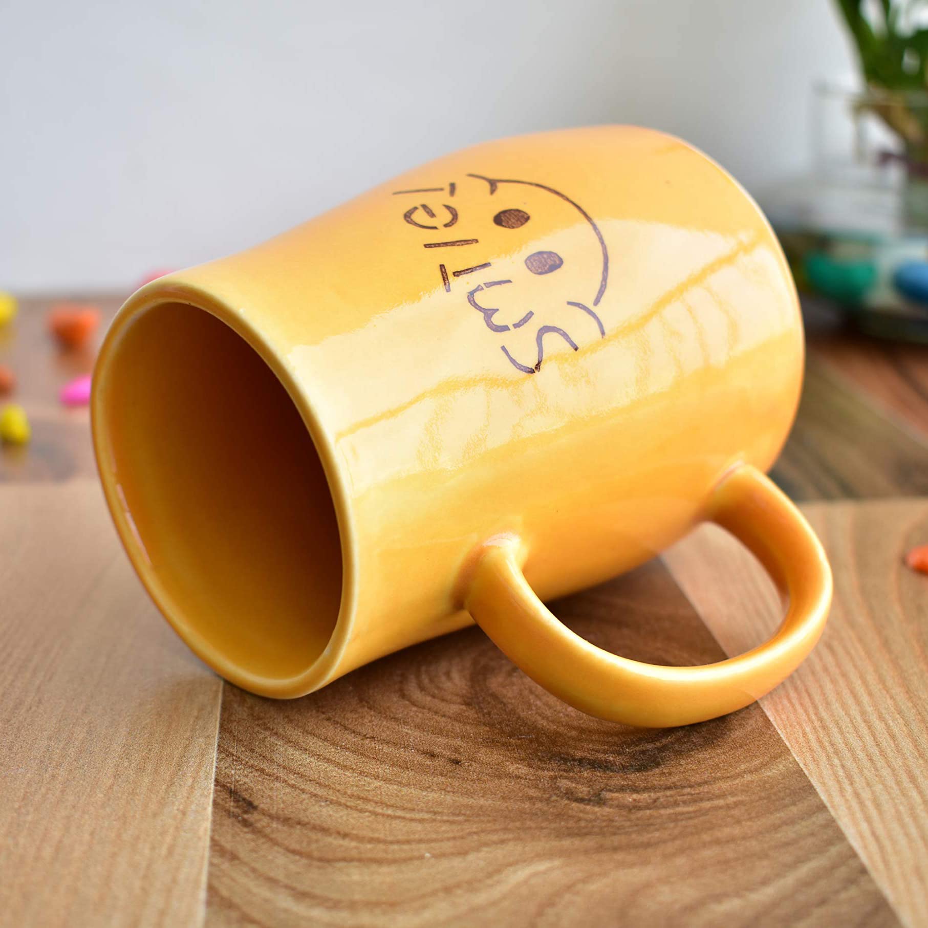 Kunhar Ceramic Coffee Mug, Ceramic Milk Mug - 4 Pieces, Orange, 350 ml - Image 4