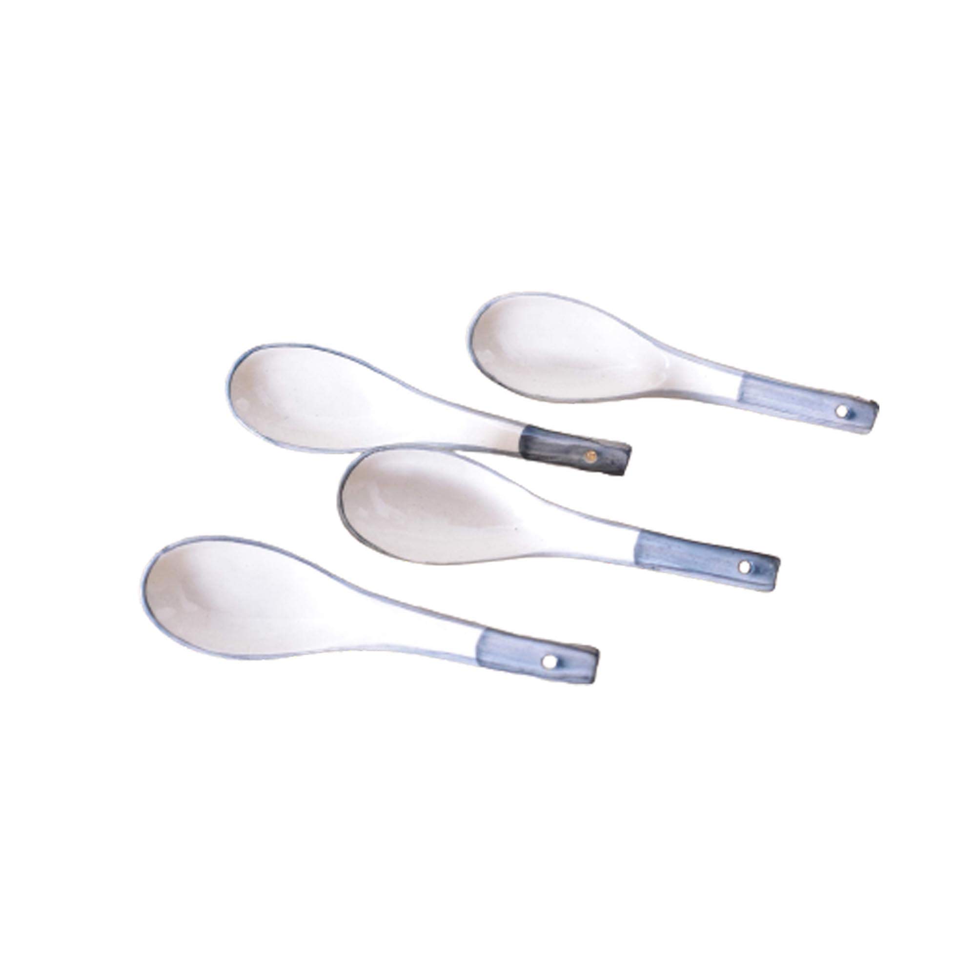 KunhaR Ceramic Soup Spoon - 4 Pieces, Gray White — product view 1