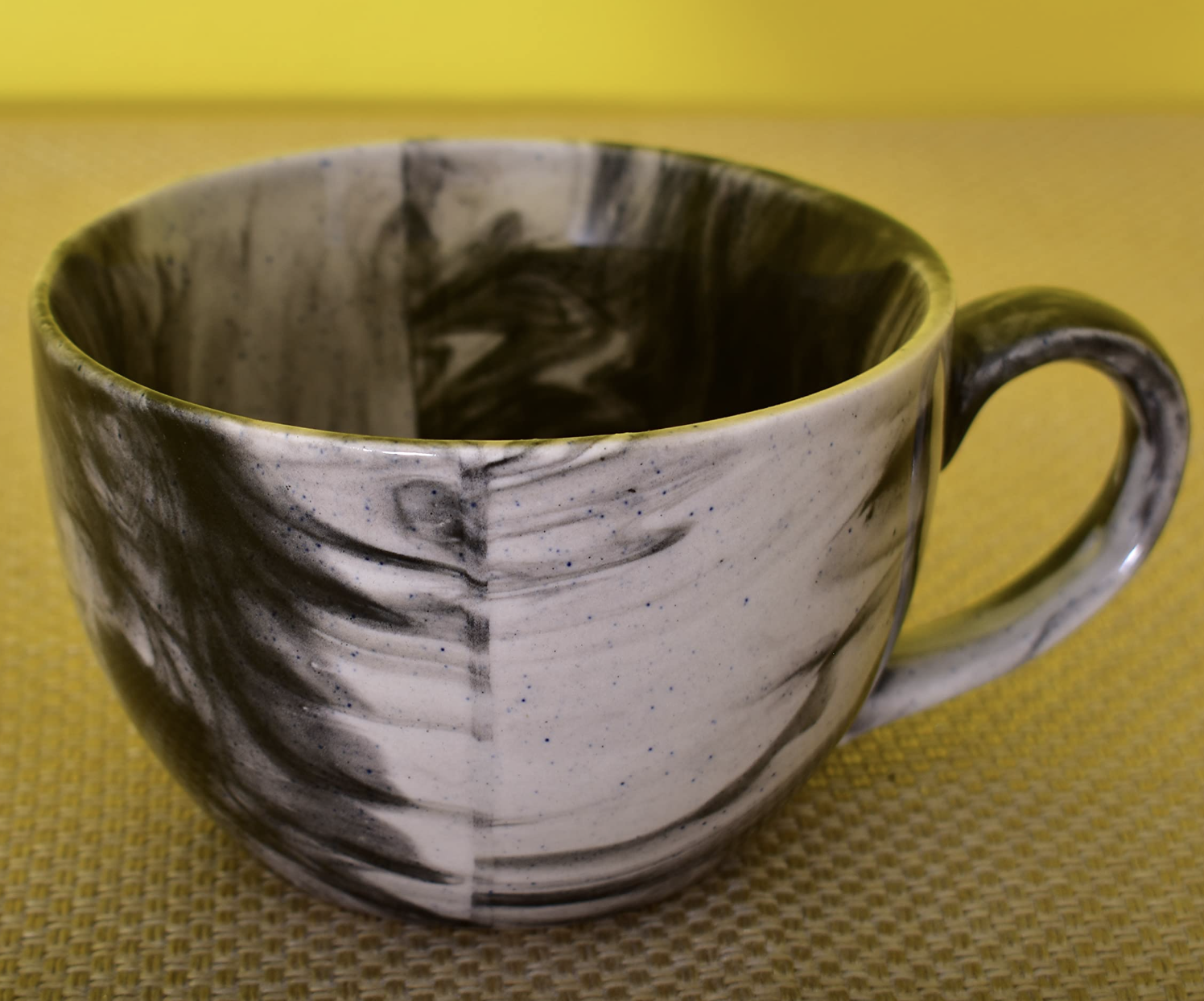 Kunhar Ceramic Soup Mug - White Green, 2 Piece, 350 ML