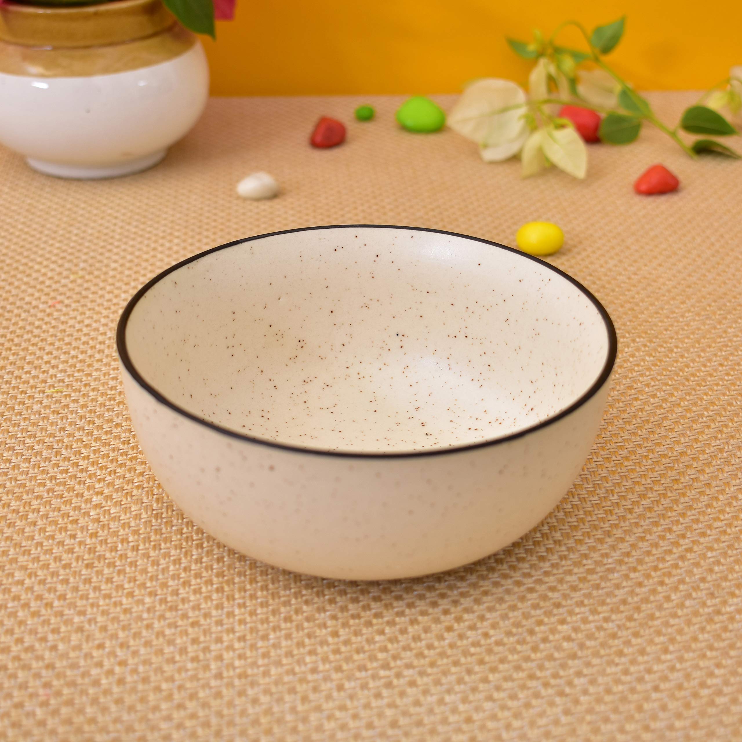 Kunhar Ceramic Mixing Bowl - 750 ML, 500 ML and 300 ML, 3 Pieces, White Matt Black Border — product view 5
