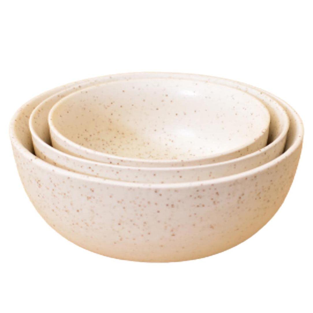 Kunhar Ceramic Mixing Bowl - 750 ML, 500 ML and 300 ML, 3 Pieces, White Matt
