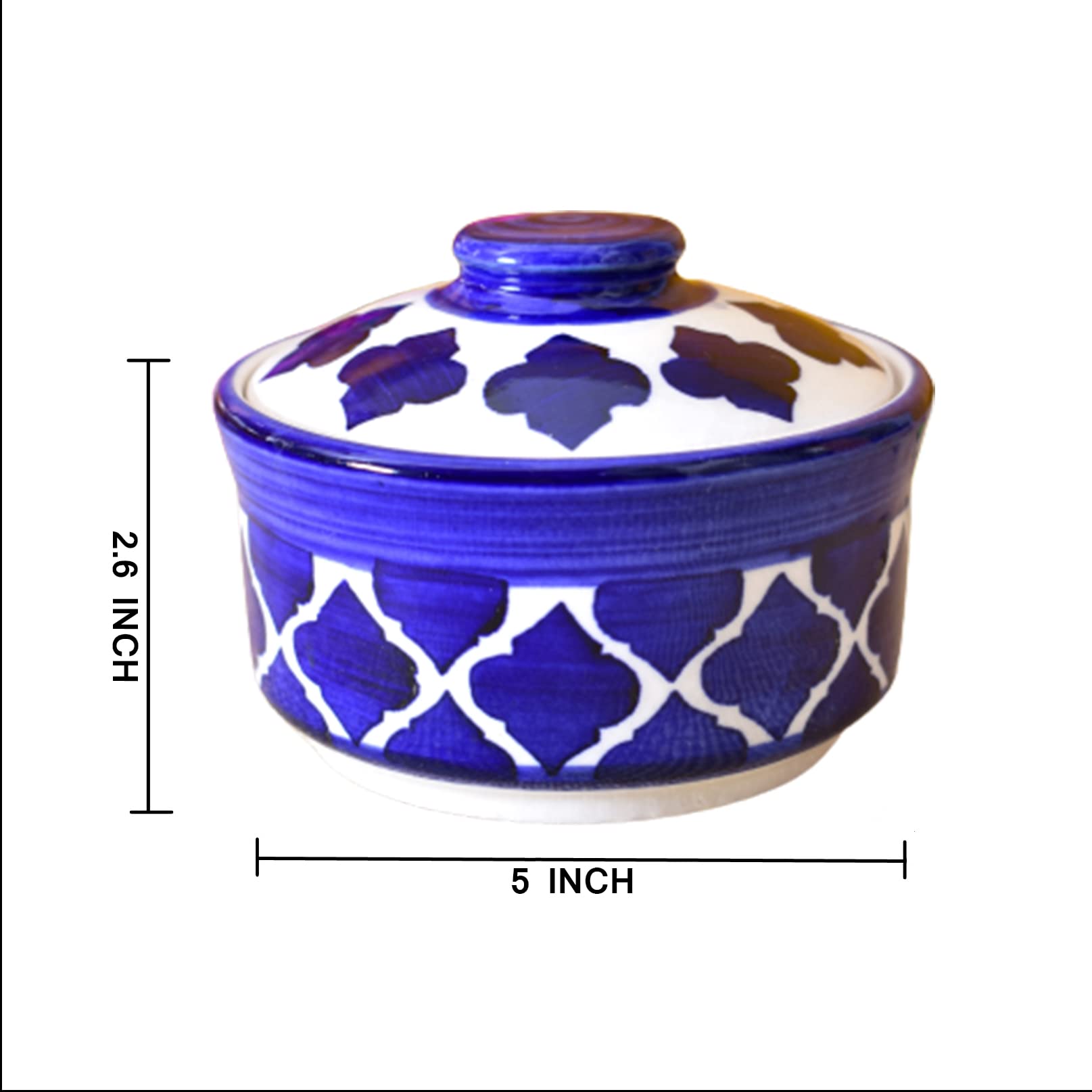 Kunhar Multipurpose Ceramic Donga – Blue Star | 450 ML Lidded Serving Donga | Microwave & Dishwasher Safe | Ideal for Gravy, Dal, Curry & More - Image 3