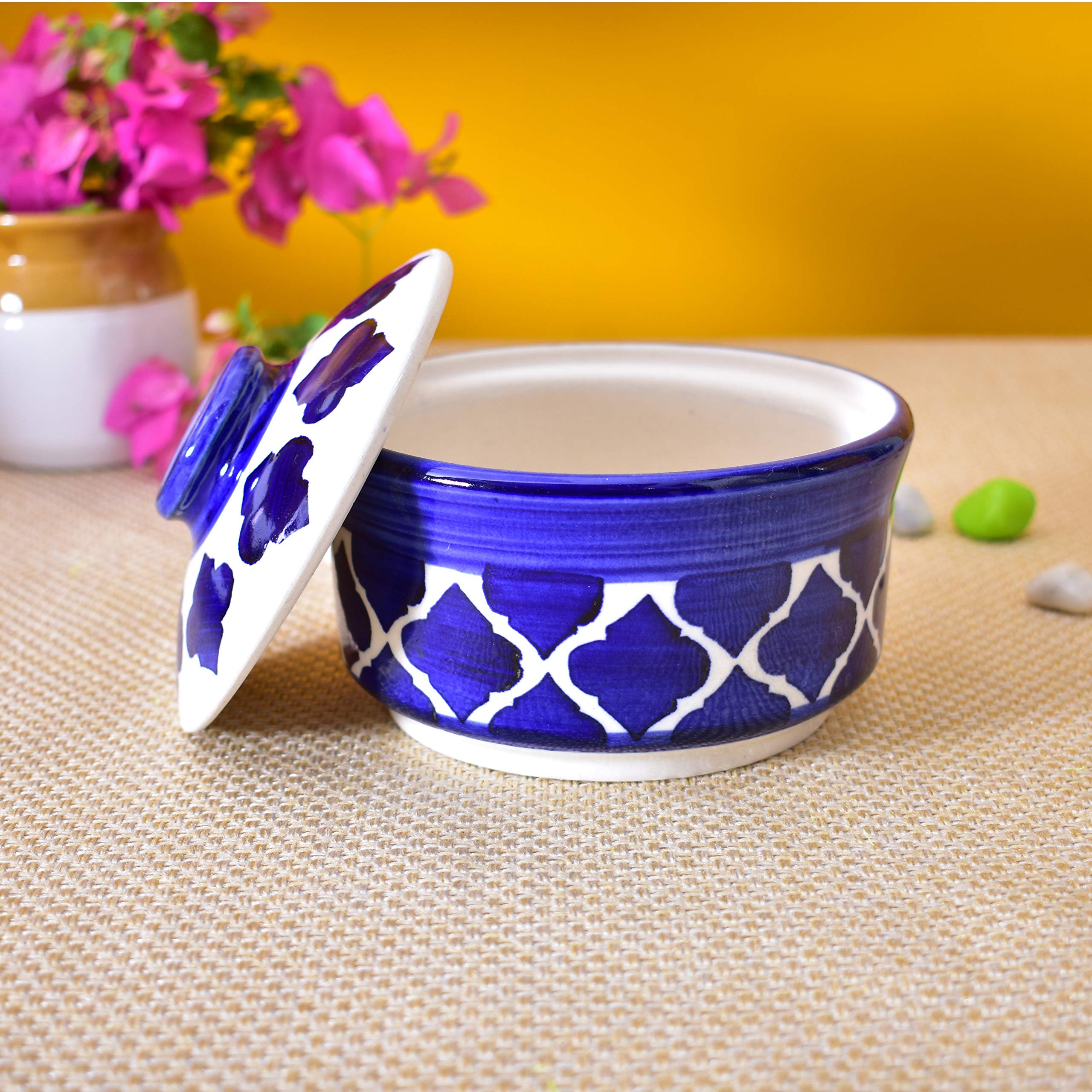 Kunhar Multipurpose Ceramic Donga – Blue Star | 450 ML Lidded Serving Donga | Microwave & Dishwasher Safe | Ideal for Gravy, Dal, Curry & More - Image 5