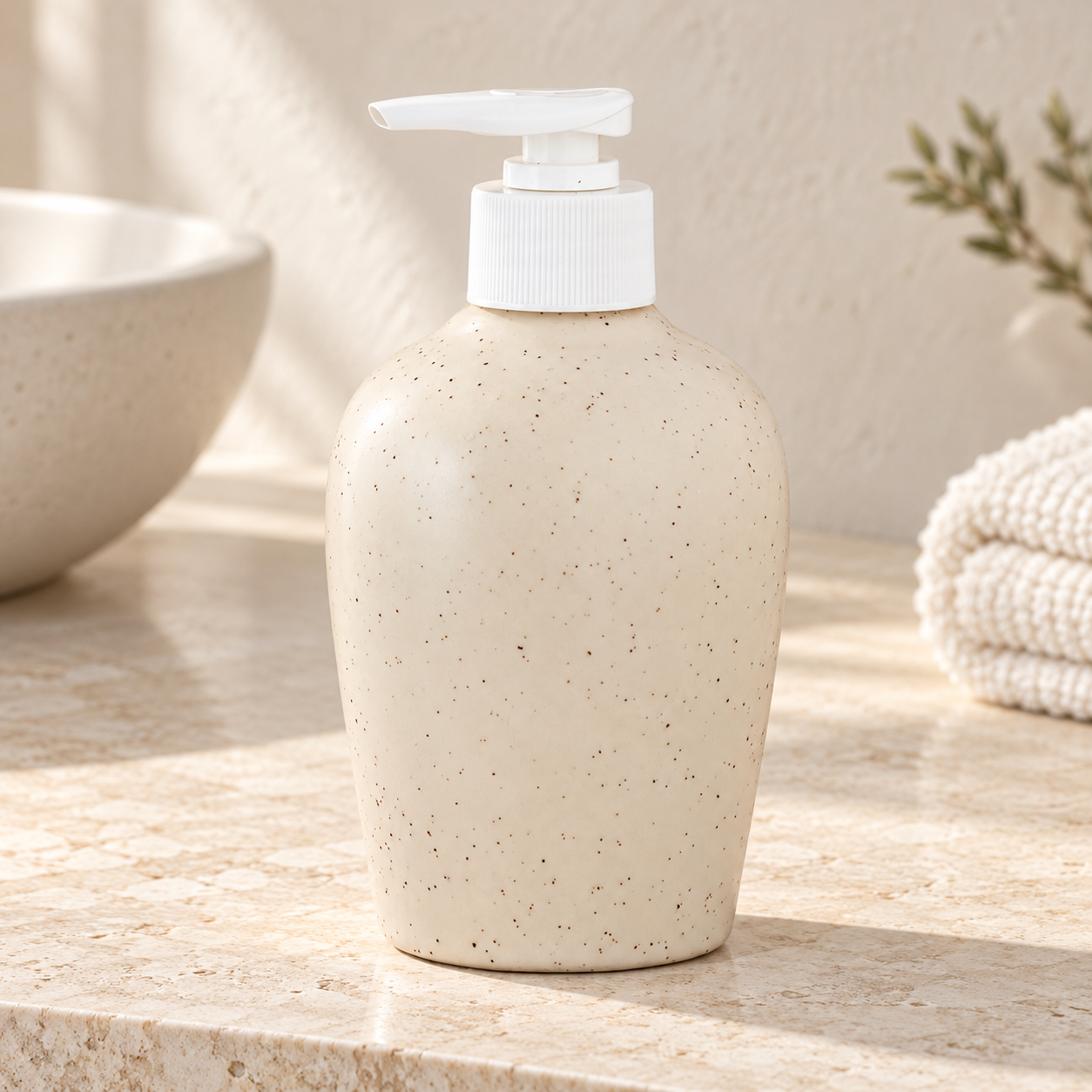 KunhaR Ceramic Long-Lasting Liquid Handwash Soap Dispenser for Bathroom | Handwash Bottle for Kitchen | Soap Dispenser for Wash Basin | Bathroom Accessories | 300 ml, White Matte