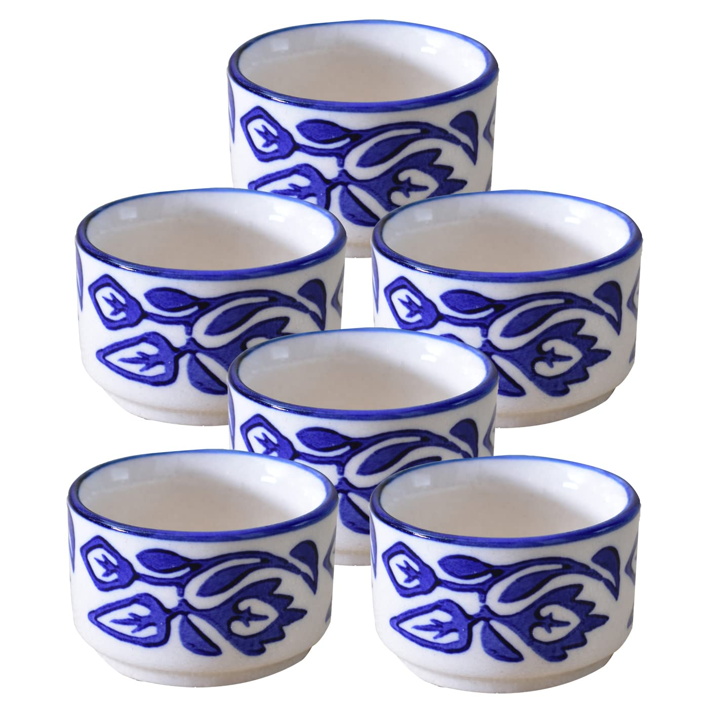 Kunhar Ceramic Sauce Holder - 56 ML, 6 Pieces, White Grey — product view 1