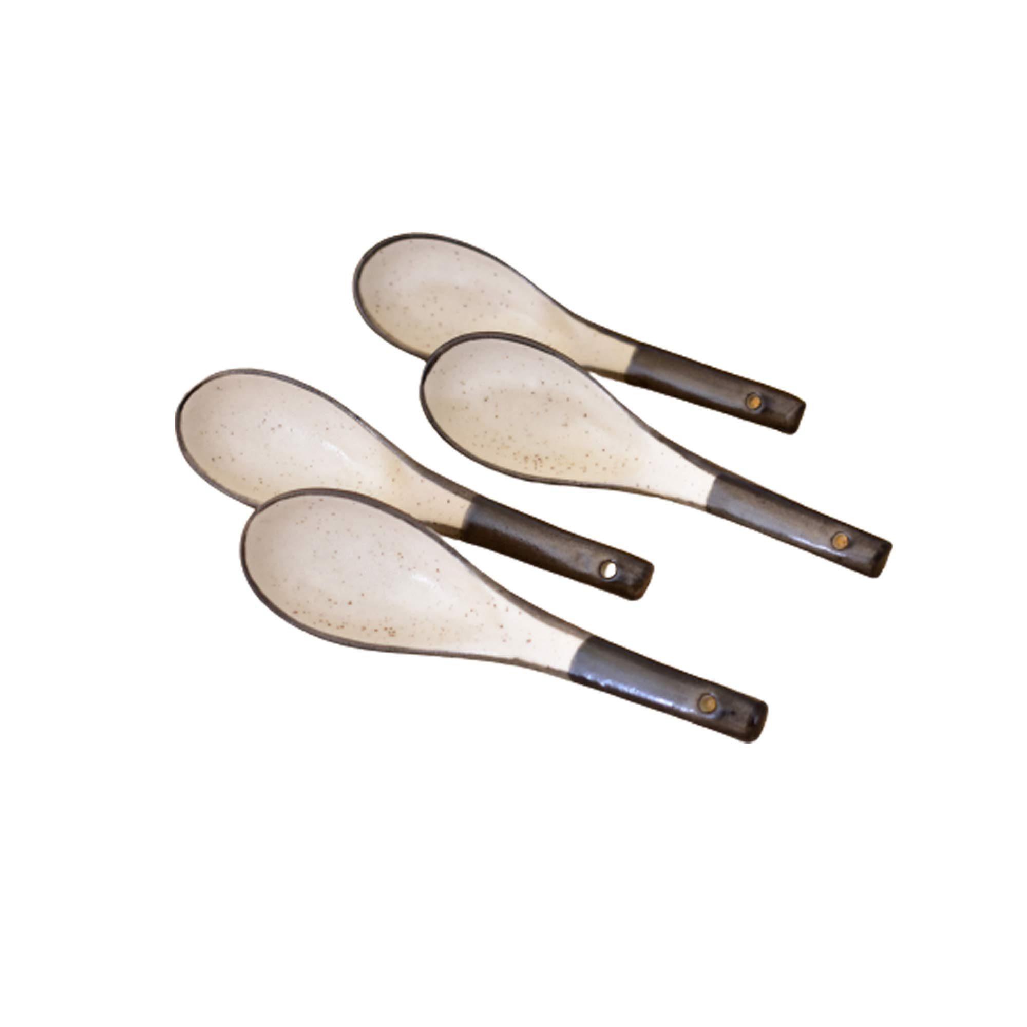 KunhaR Ceramic Soup Spoon - 4 Pieces, White Black — product view 2