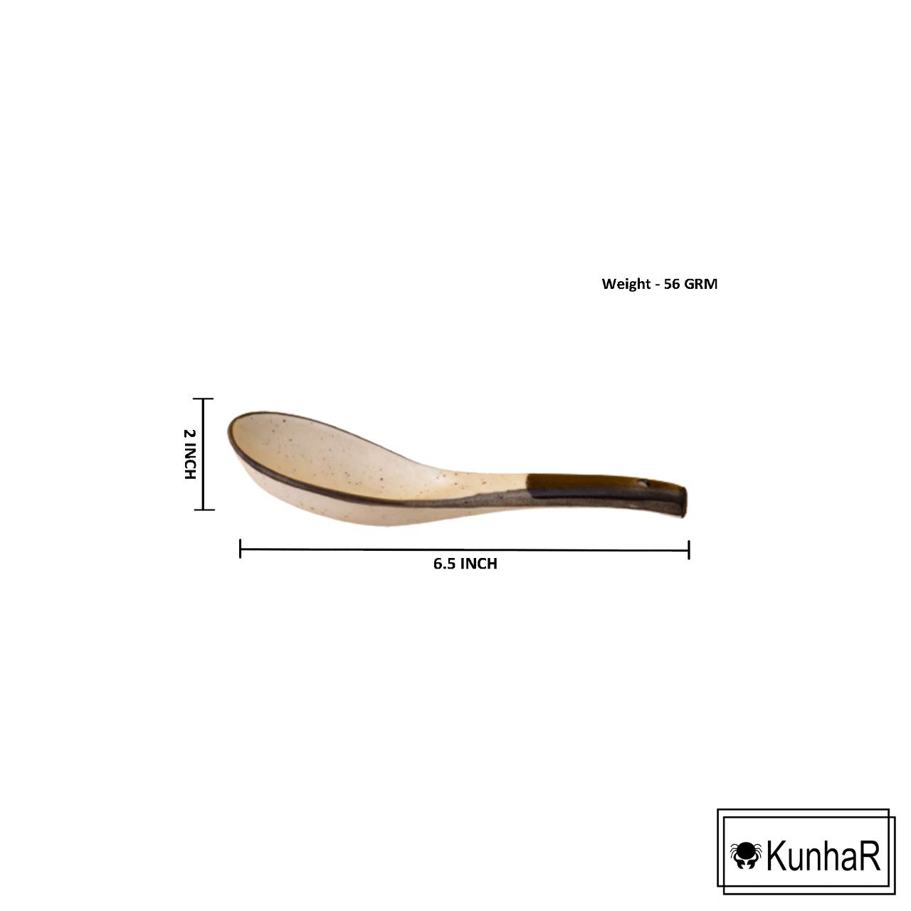 KunhaR Ceramic Soup Spoon - 4 Pieces, White Black — product view 3