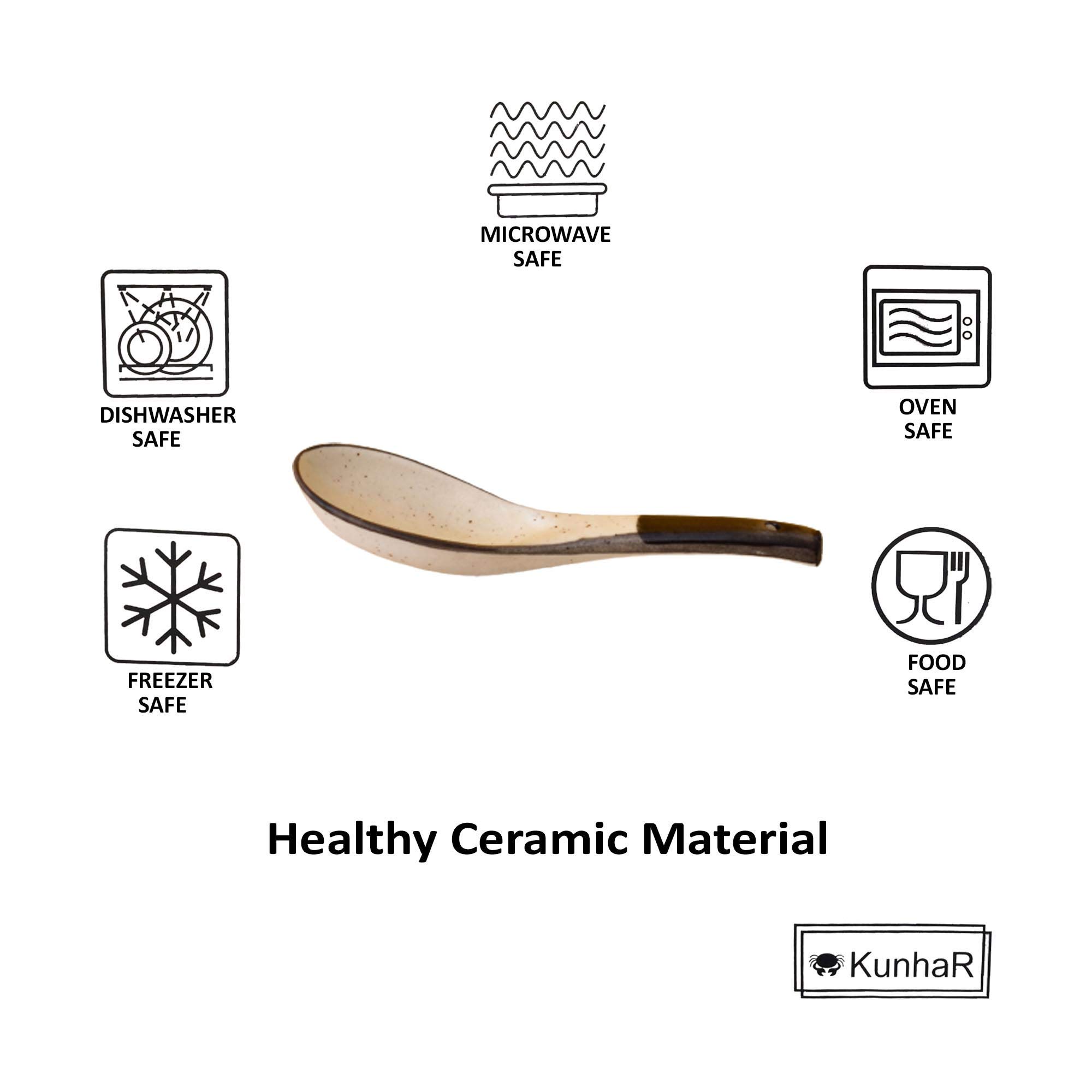 KunhaR Ceramic Soup Spoon - 4 Pieces, White Black — product view 4
