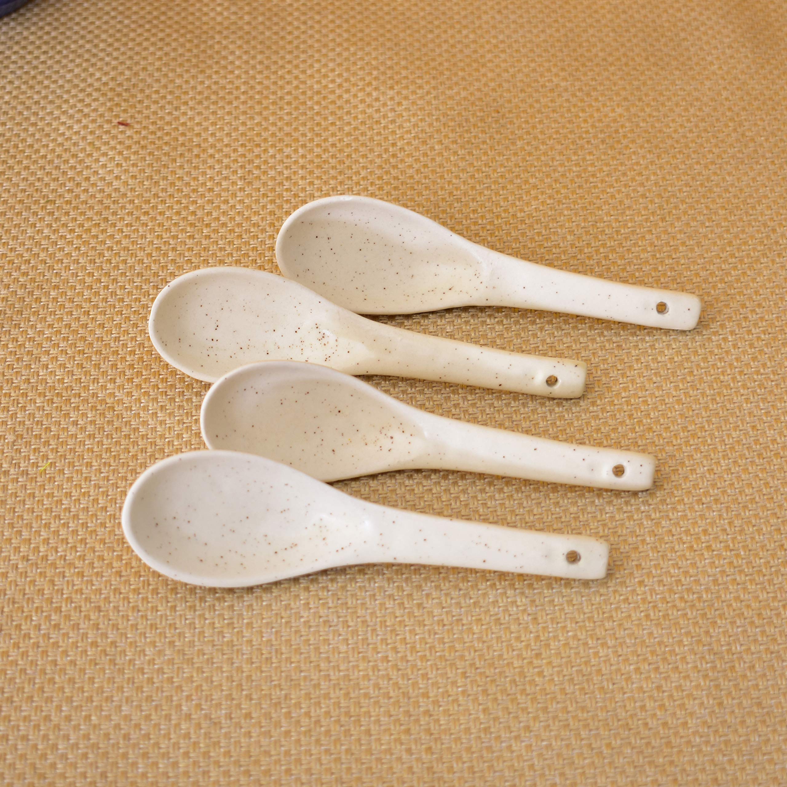 KunhaR Ceramic Soup Spoon - 4 Pieces, White — product view 1