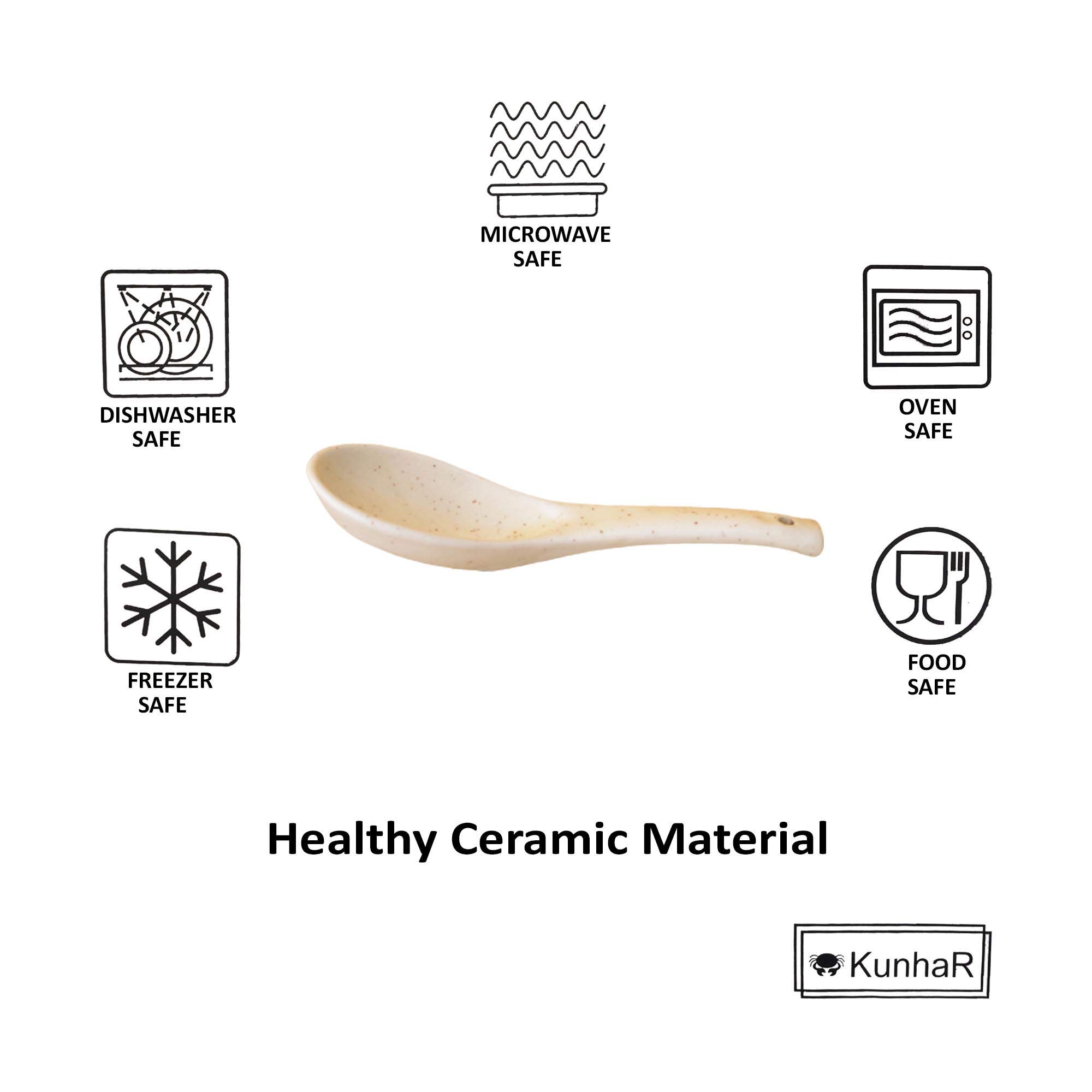 KunhaR Ceramic Soup Spoon - 4 Pieces, White — product view 4