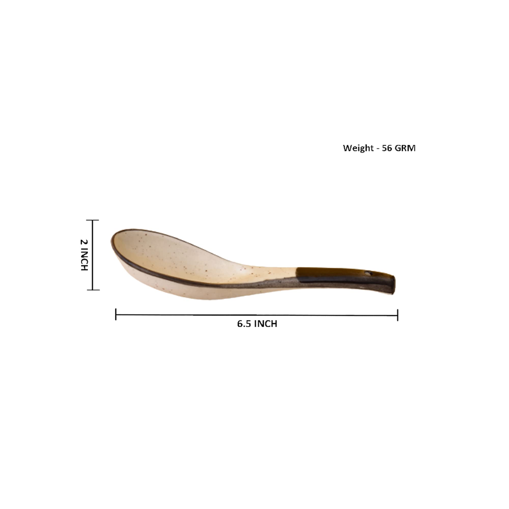 KunhaR Ceramic Soup Spoon - 6 Pieces, White Black — product view 3