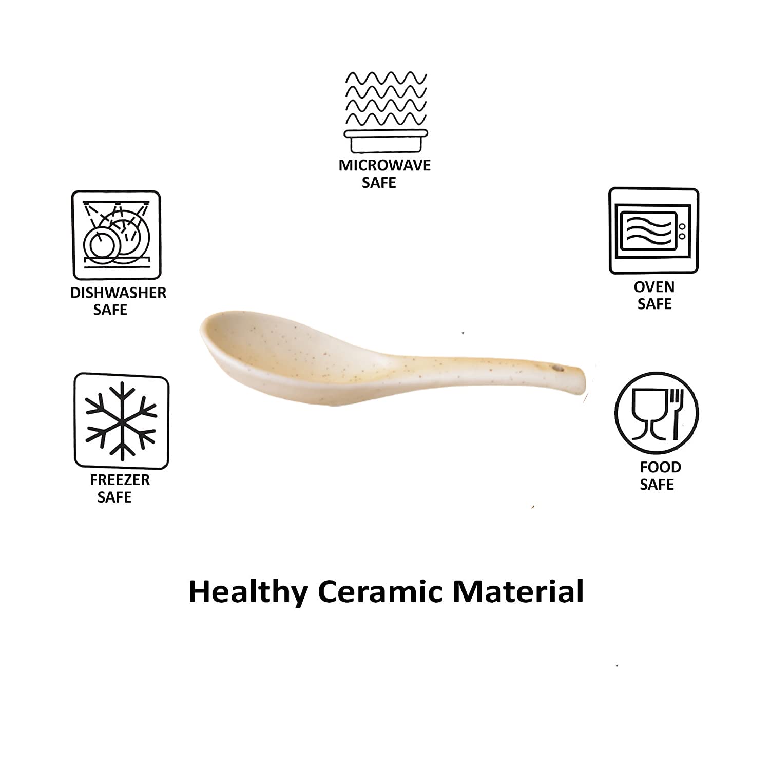 KunhaR Ceramic Soup Spoon - 6 Pieces, White — product view 4