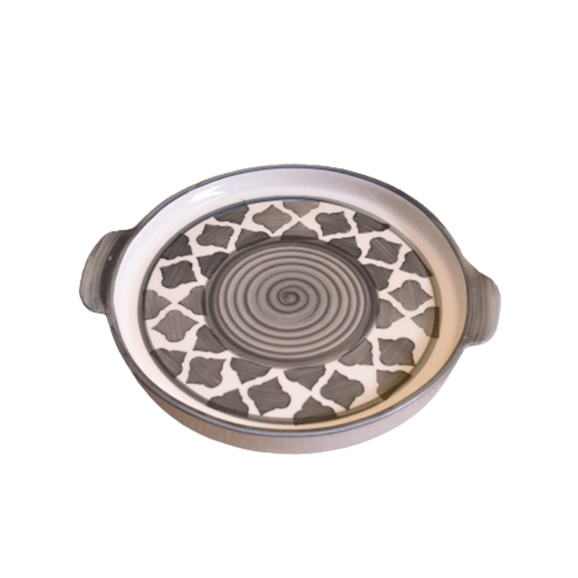 Kunhar Ceramic Snacks Serving Tray, Pizza Plate - 1 Piece, Grey, 8 Inch