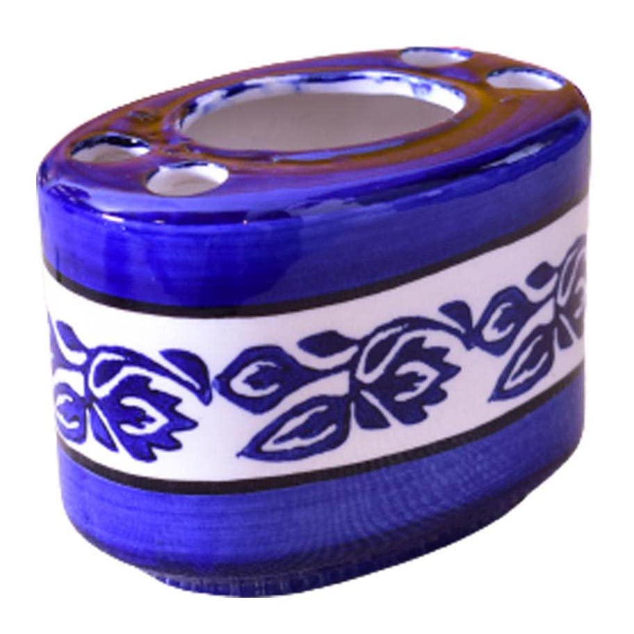 KunhaR Ceramic Toothbrush Holder Stand for Bathroom - Color Blue