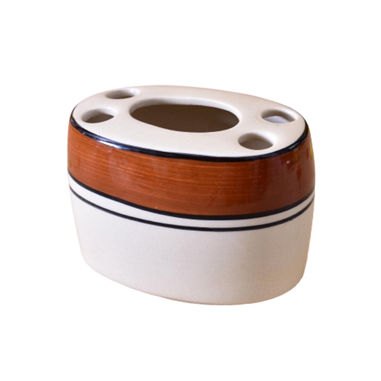 KunhaR Ceramic Toothbrush Holder Stand for Bathroom - Color Beige