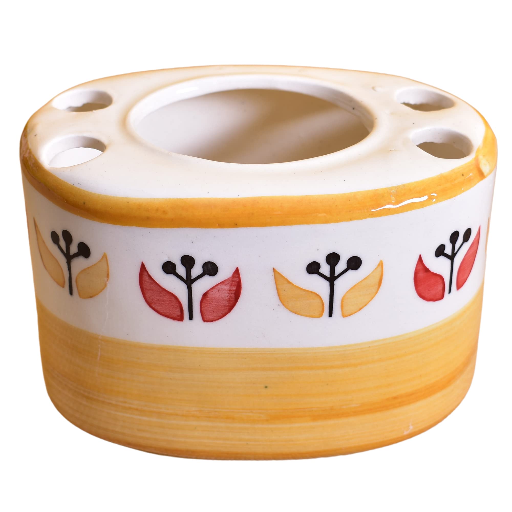 KunhaR Ceramic Toothbrush Holder Stand for Bathroom - Color Light Yellow