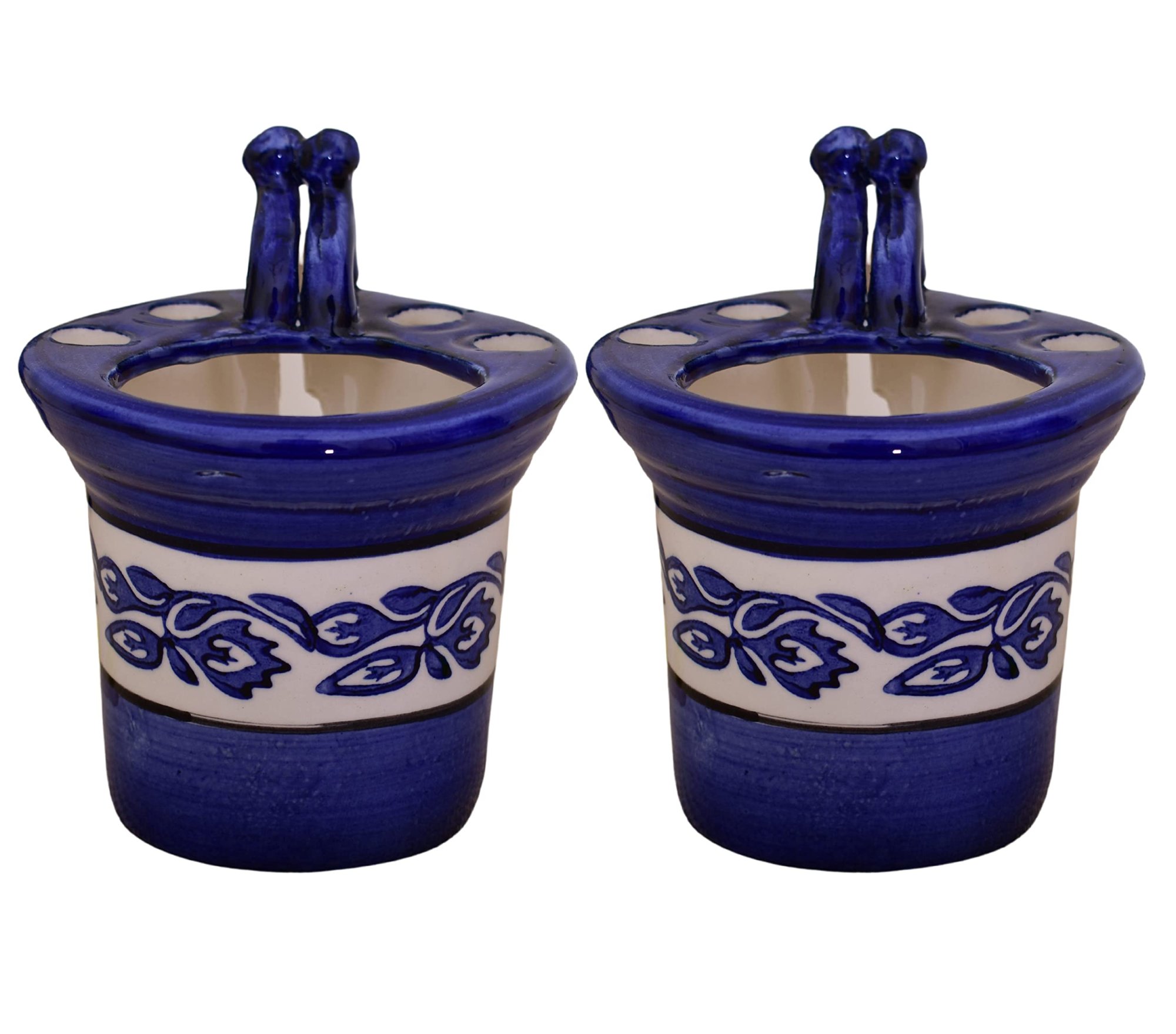 KunhaR Ceramic Toothbrush Holder Stand for Bathroom,2 Pieces, Blue