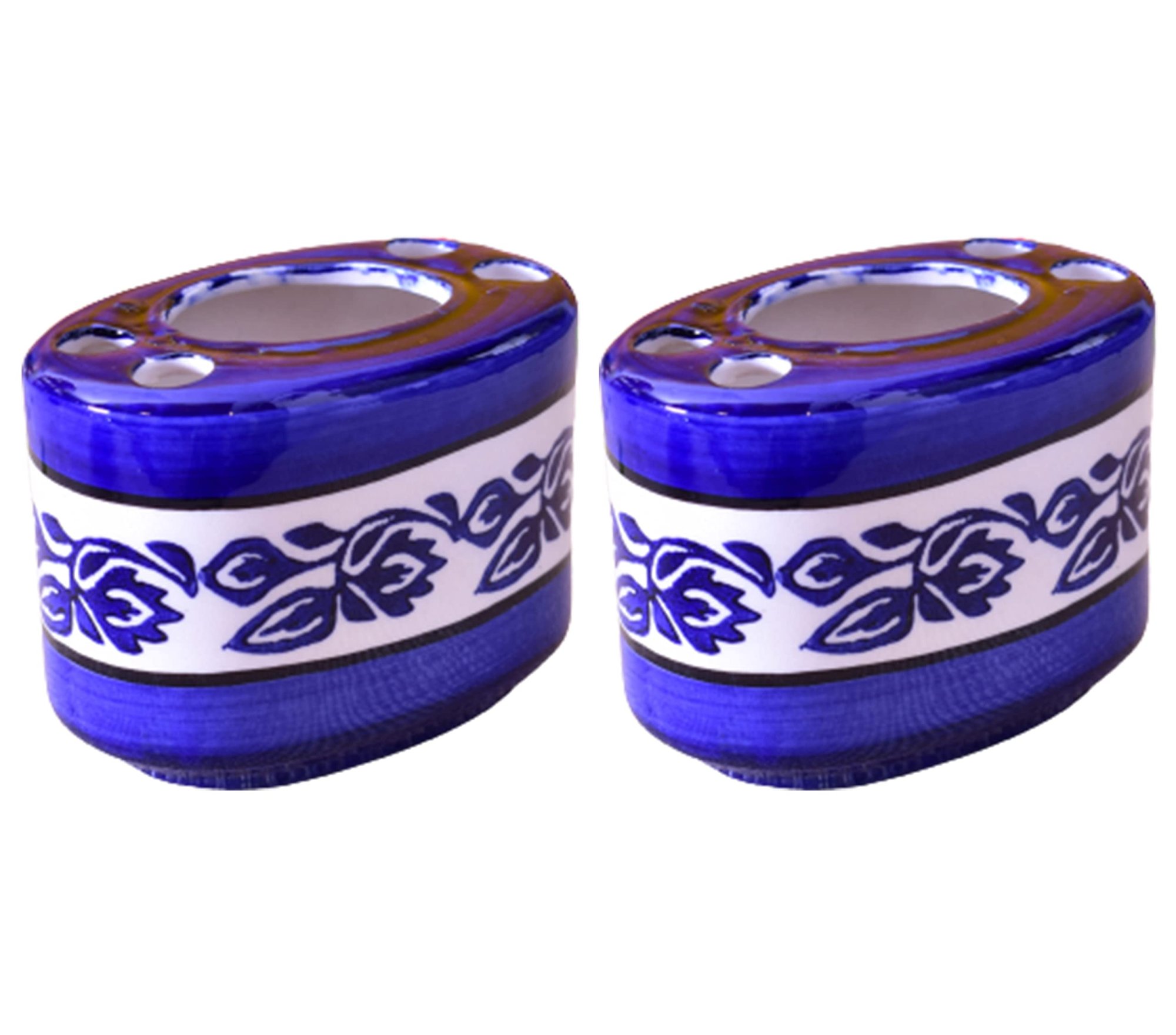 KunhaR Ceramic Toothbrush Holder Stand for Bathroom,2 Pieces, Blue Vine