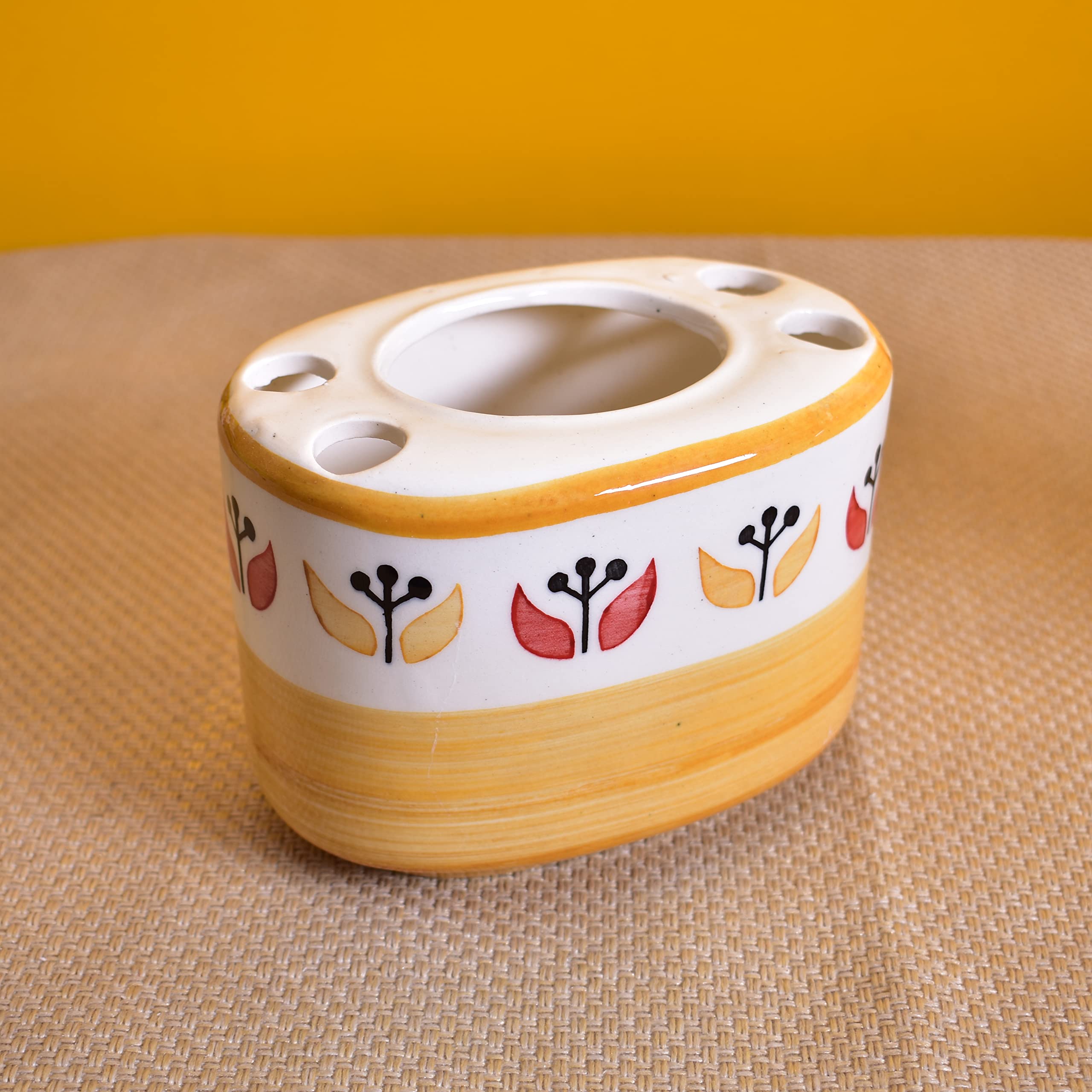 KunhaR Ceramic Toothbrush Holder Stand for Bathroom,2 Pieces, Yellow