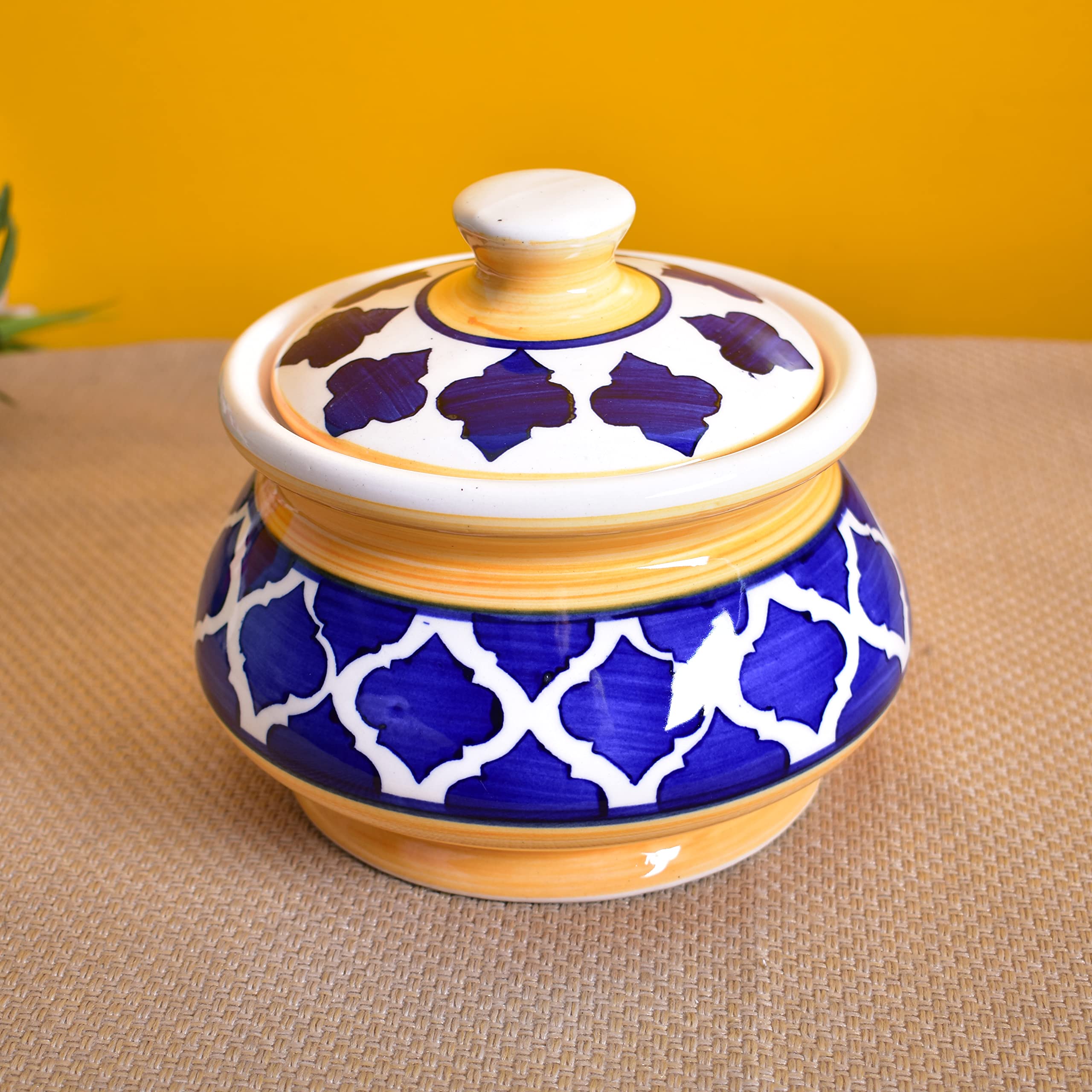 KunhaR Ceramic Handi, 1 Piece, 1200 Ml, Yellow Chidi — product view 2