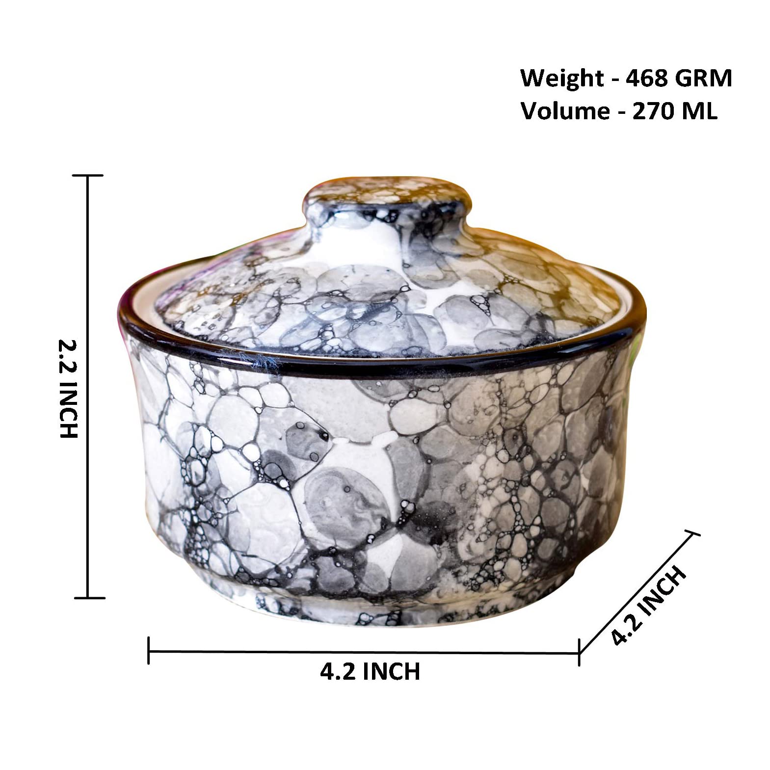 Kunhar Multipurpose Ceramic Donga – Black Luster | 270 ML Lidded Serving Donga | Microwave & Dishwasher Safe | Ideal for Gravy, Dal, Curry & More - Image 4