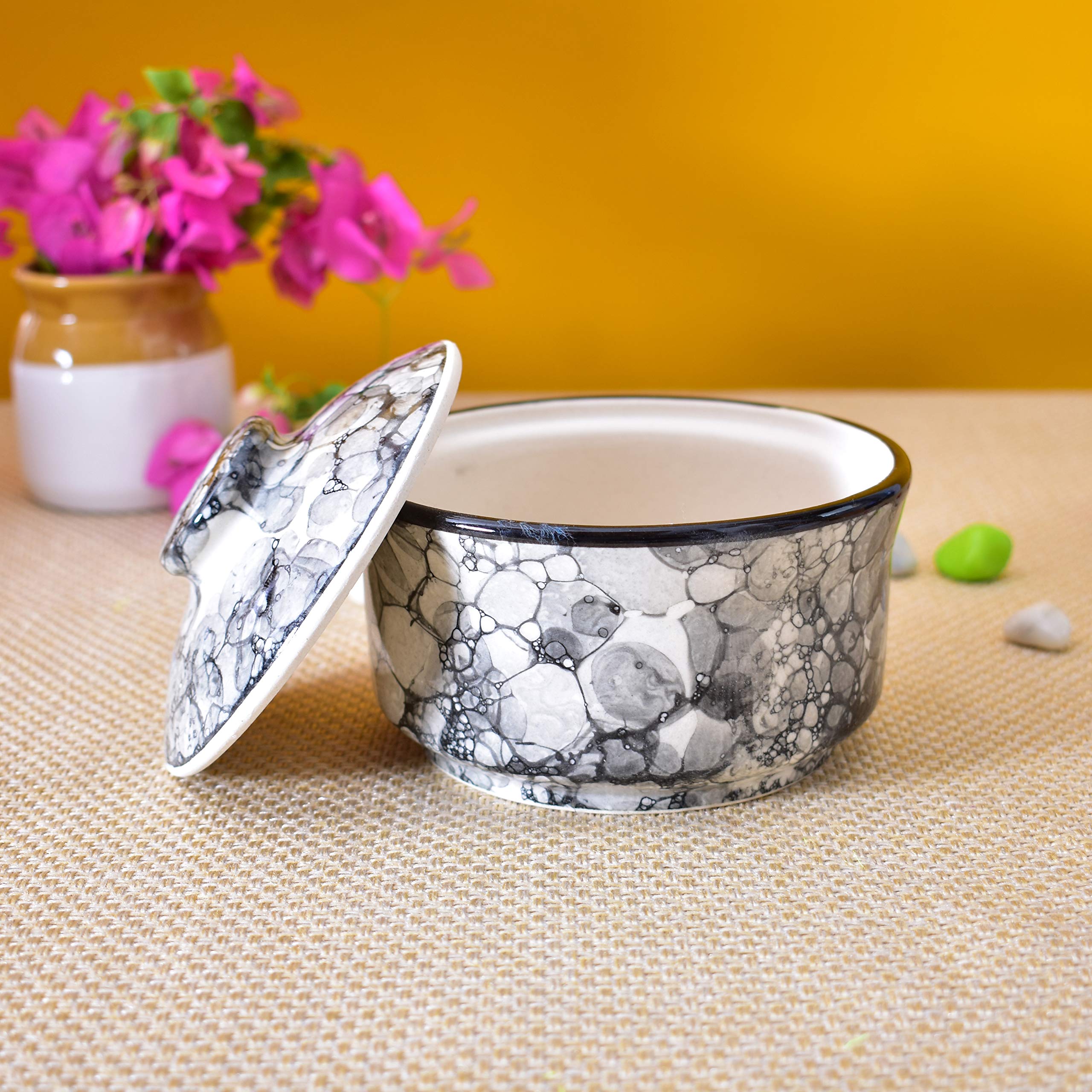 Kunhar Multipurpose Ceramic Donga – Black Luster | 270 ML Lidded Serving Donga | Microwave & Dishwasher Safe | Ideal for Gravy, Dal, Curry & More - Image 5
