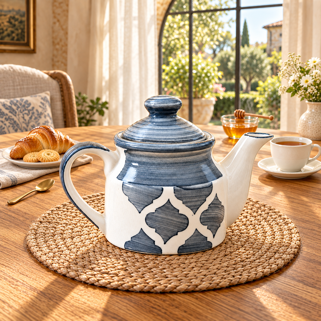 KunhaR Ceramic Teapot with Lid, 650 ml, Grey | Tea & Coffee Serving Pot for Kitchen & Dining, 1 Piece