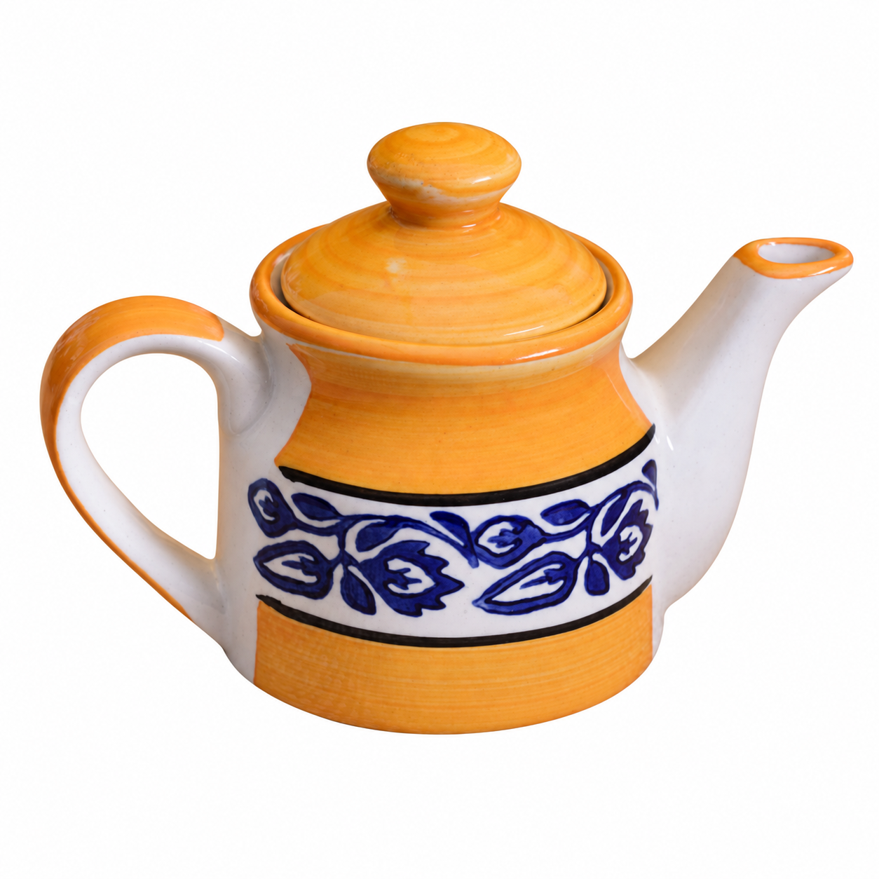 KunhaR Ceramic Teapot with Lid, 300 ml, Yellow Blue Floral | Tea & Coffee Serving Pot for Kitchen & Dining, 1 Piece - Image 6