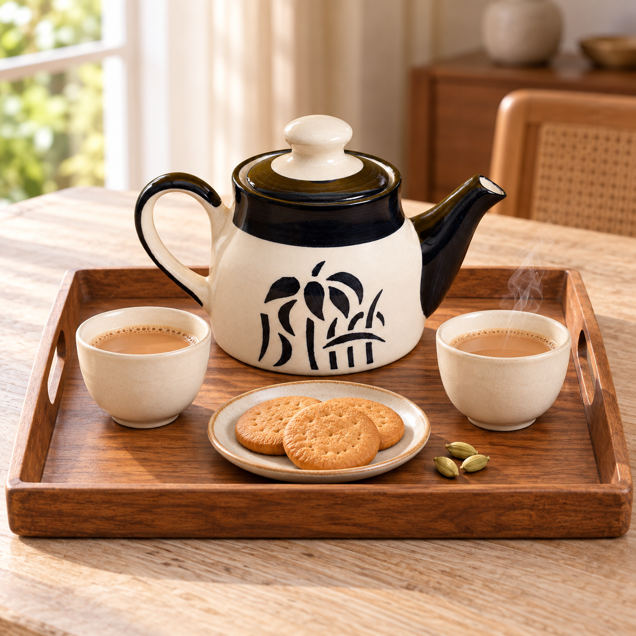 KunhaR Ceramic Teapot with Lid, 300 ml, White Tree | Tea & Coffee Serving Pot for Kitchen & Dining, 1 Piece - Image 2