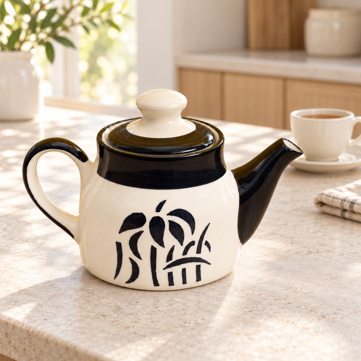 KunhaR Ceramic Teapot with Lid, 300 ml, White Tree | Tea & Coffee Serving Pot for Kitchen & Dining, 1 Piece - Image 3