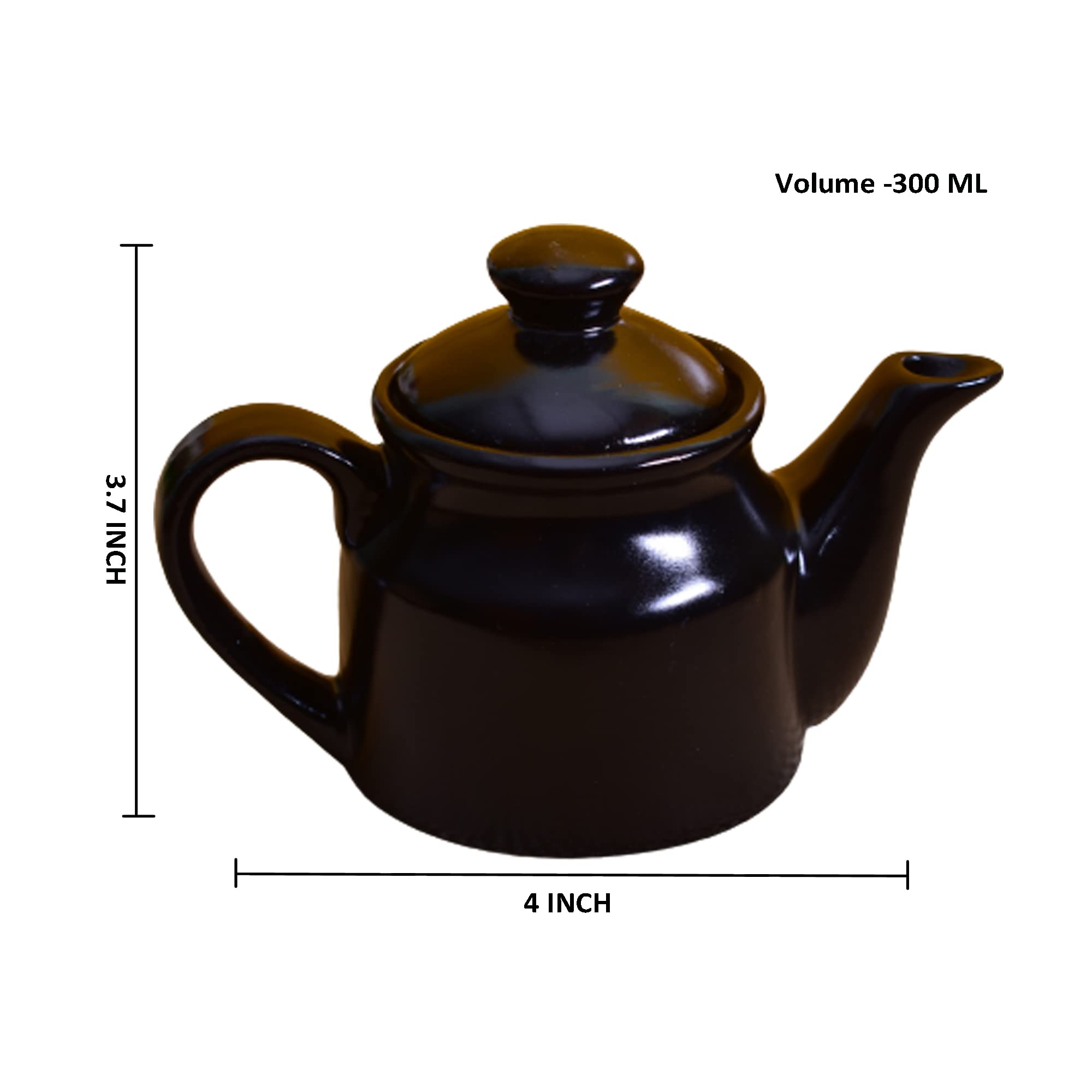 KunhaR Ceramic Teapot - 1 Piece, Black Matt, 300 ml — product view 2