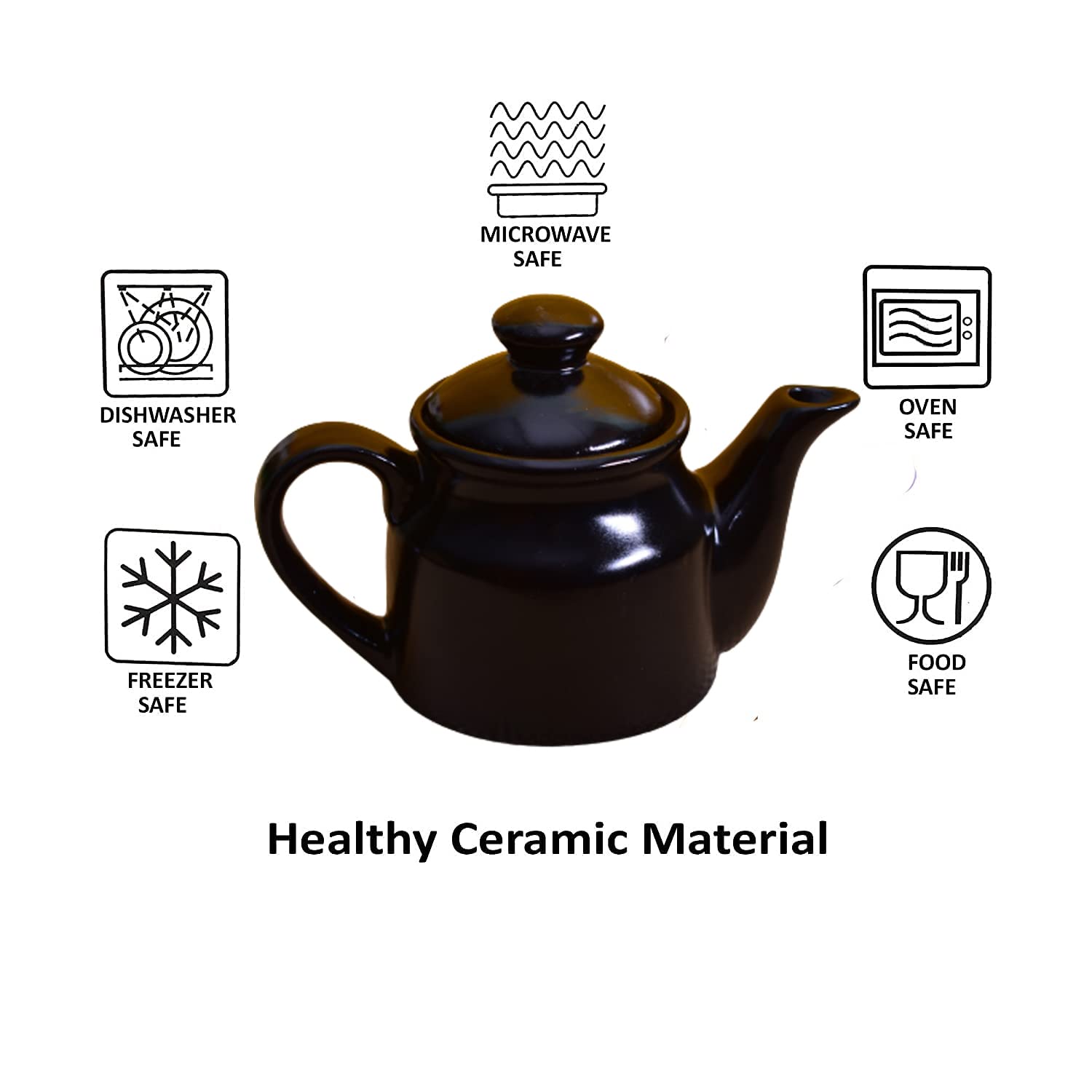 KunhaR Ceramic Teapot - 1 Piece, Black Matt, 300 ml — product view 4
