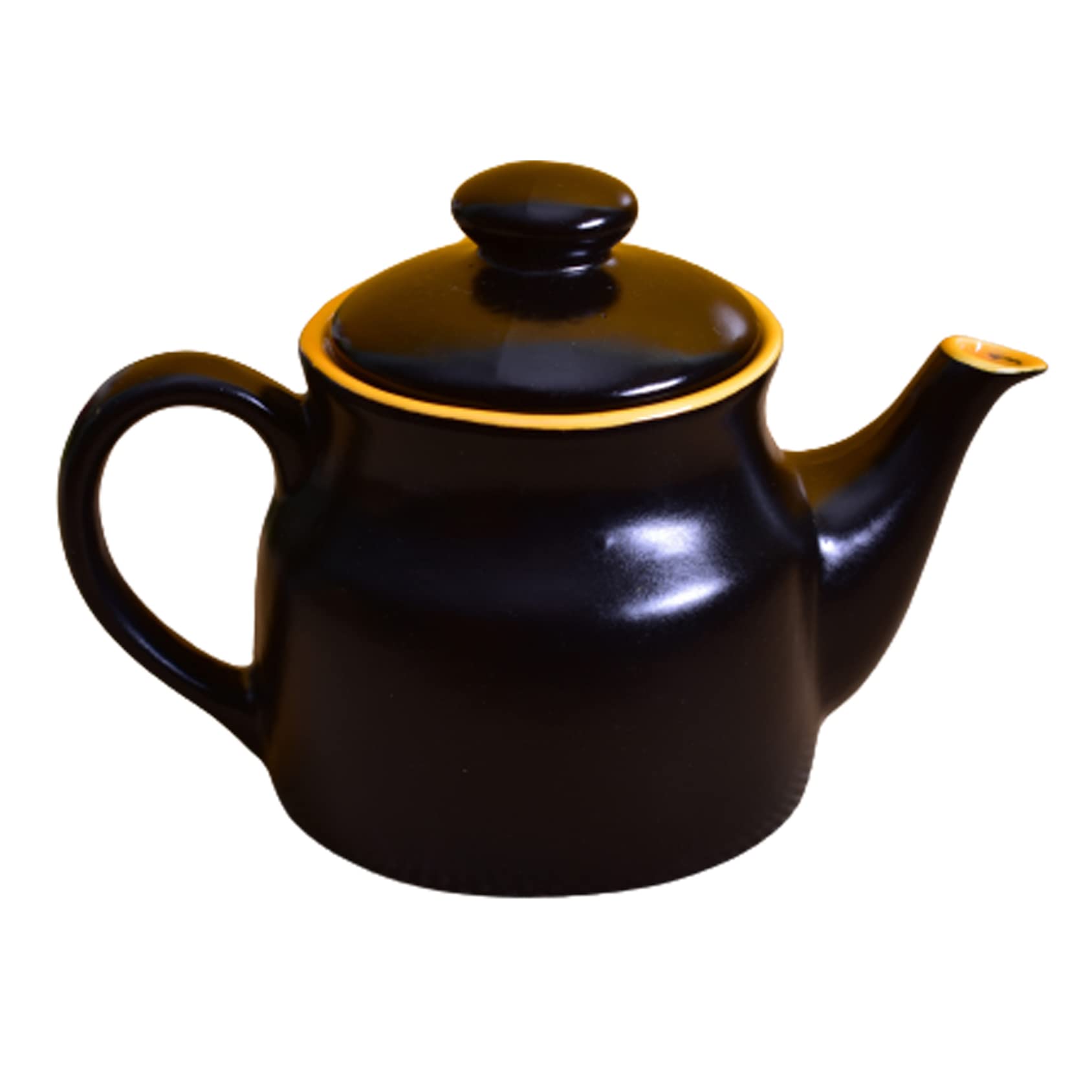 KunhaR Ceramic Teapot - 1 Piece, Black Matt Yellow, 650 ml — product view 1