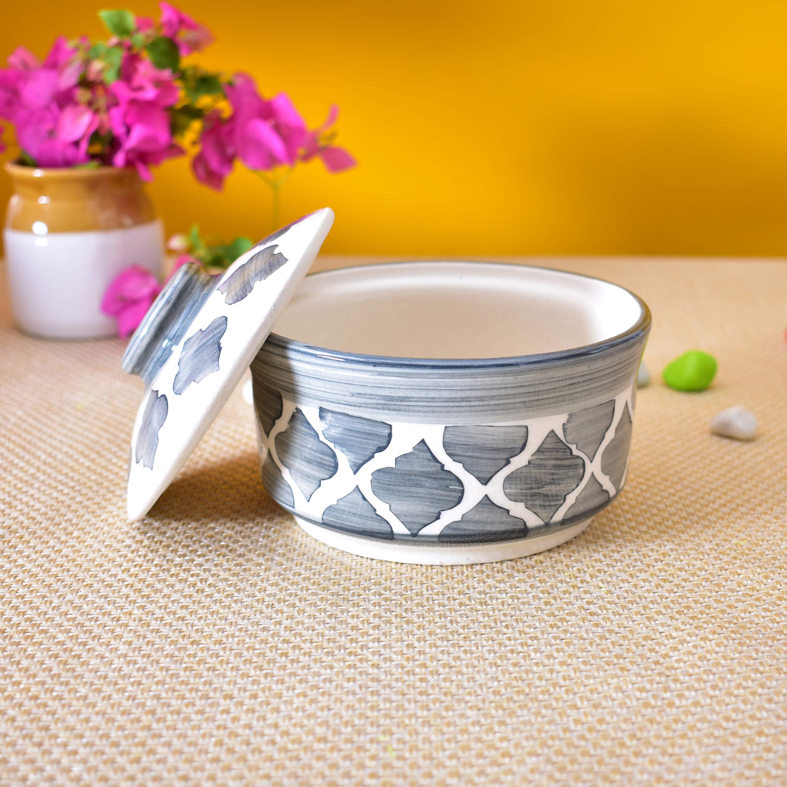 Kunhar Multipurpose Ceramic Donga – Grey | 270 ML Lidded Serving Donga | Microwave & Dishwasher Safe | Ideal for Gravy, Dal, Curry & More - Image 2