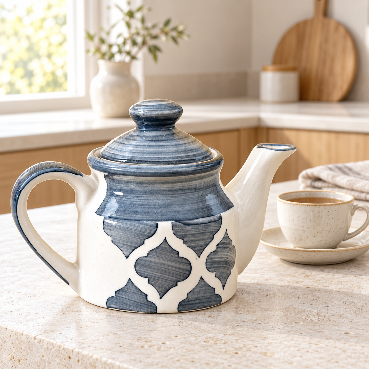 KunhaR Ceramic Teapot with Lid, 300 ml, Grey | Tea & Coffee Serving Pot for Kitchen & Dining, 1 Piece - Image 3
