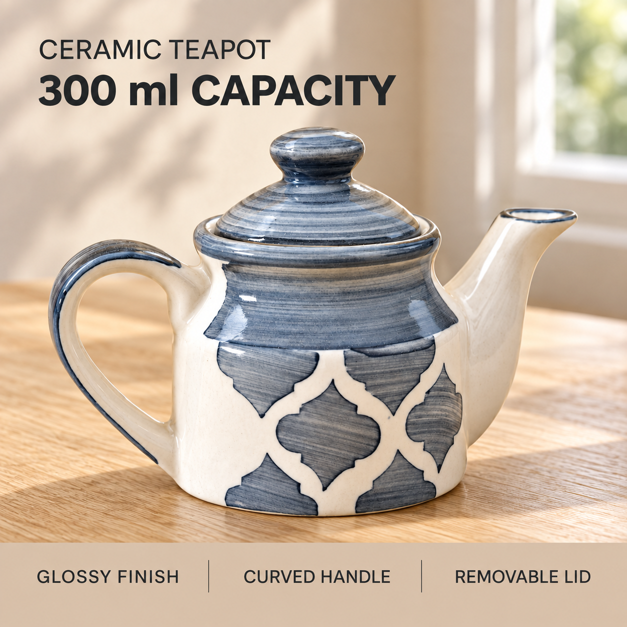 KunhaR Ceramic Teapot with Lid, 300 ml, Grey | Tea & Coffee Serving Pot for Kitchen & Dining, 1 Piece - Image 7