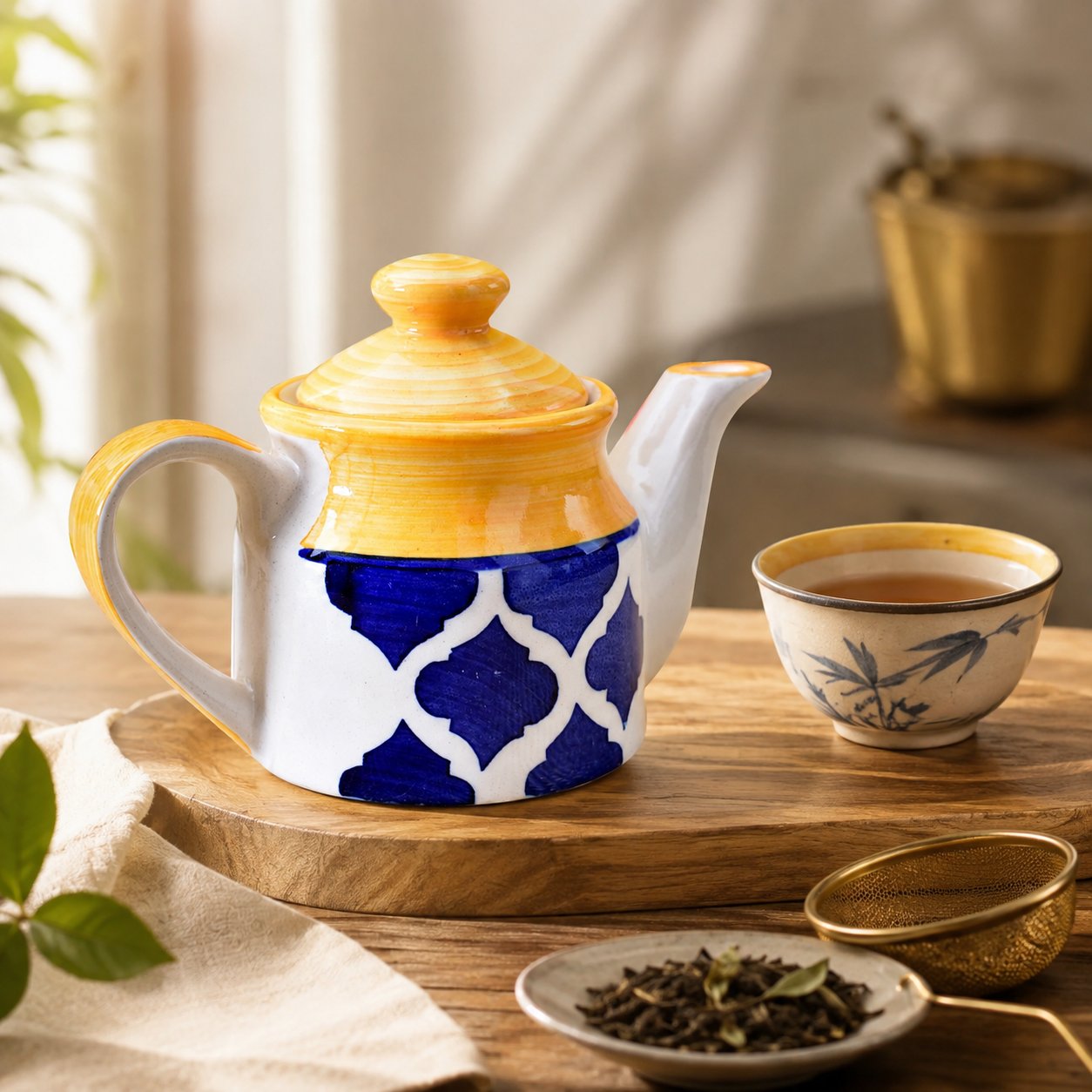 KunhaR Ceramic Teapot - 1 Piece, Yellow, 300 ml