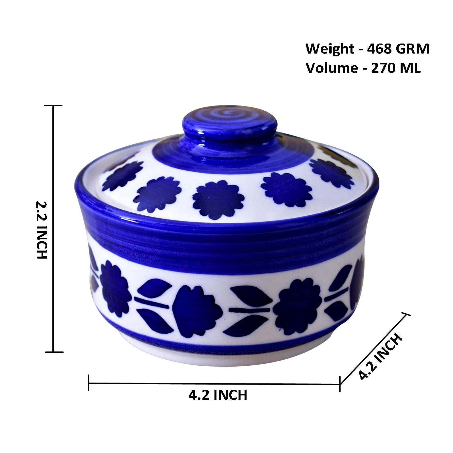 Kunhar Multipurpose Ceramic Donga – Dark Indigo | 270 ML Lidded Serving Donga | Microwave & Dishwasher Safe | Ideal for Gravy, Dal, Curry & More - Image 4