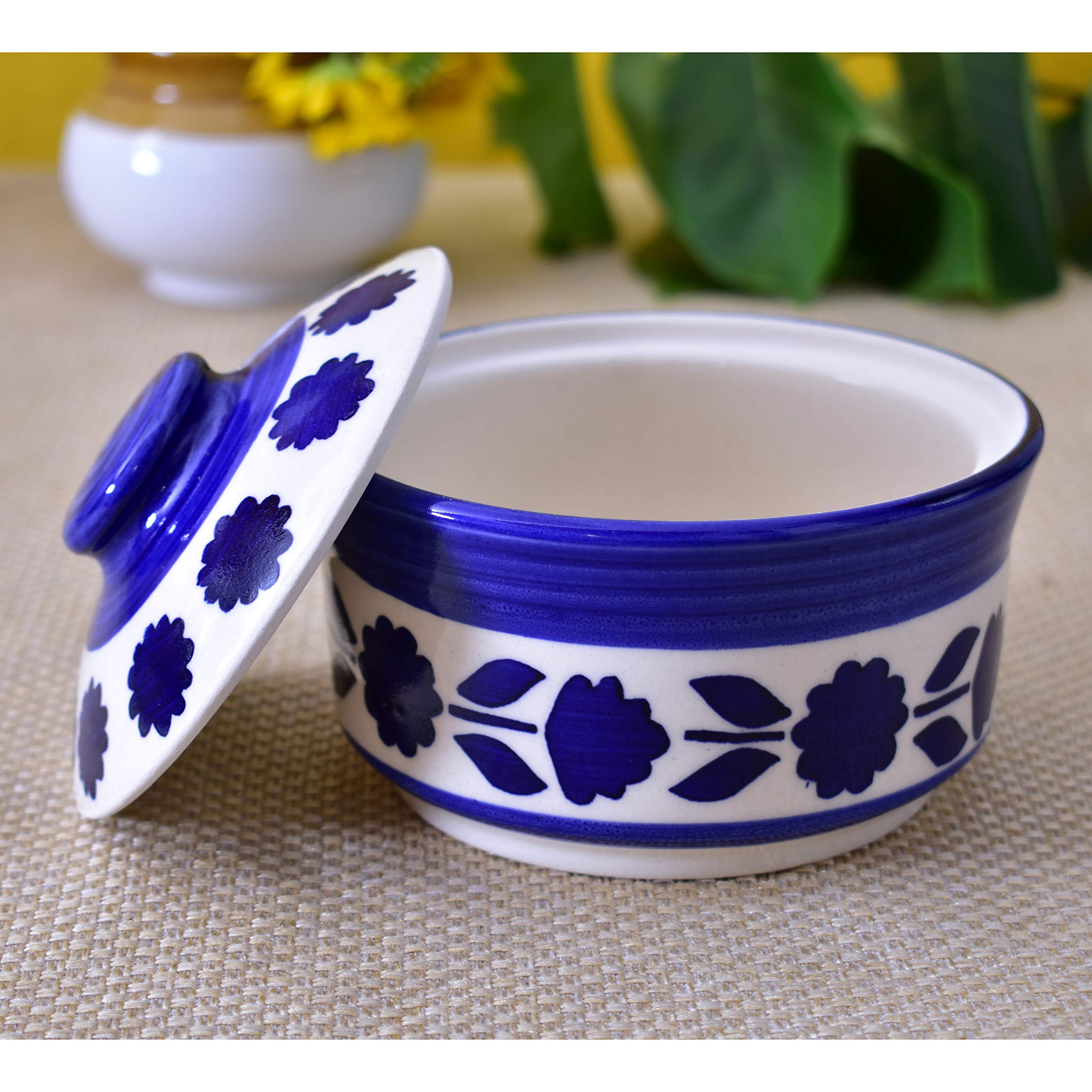 Kunhar Multipurpose Ceramic Donga – Dark Indigo | 270 ML Lidded Serving Donga | Microwave & Dishwasher Safe | Ideal for Gravy, Dal, Curry & More - Image 6