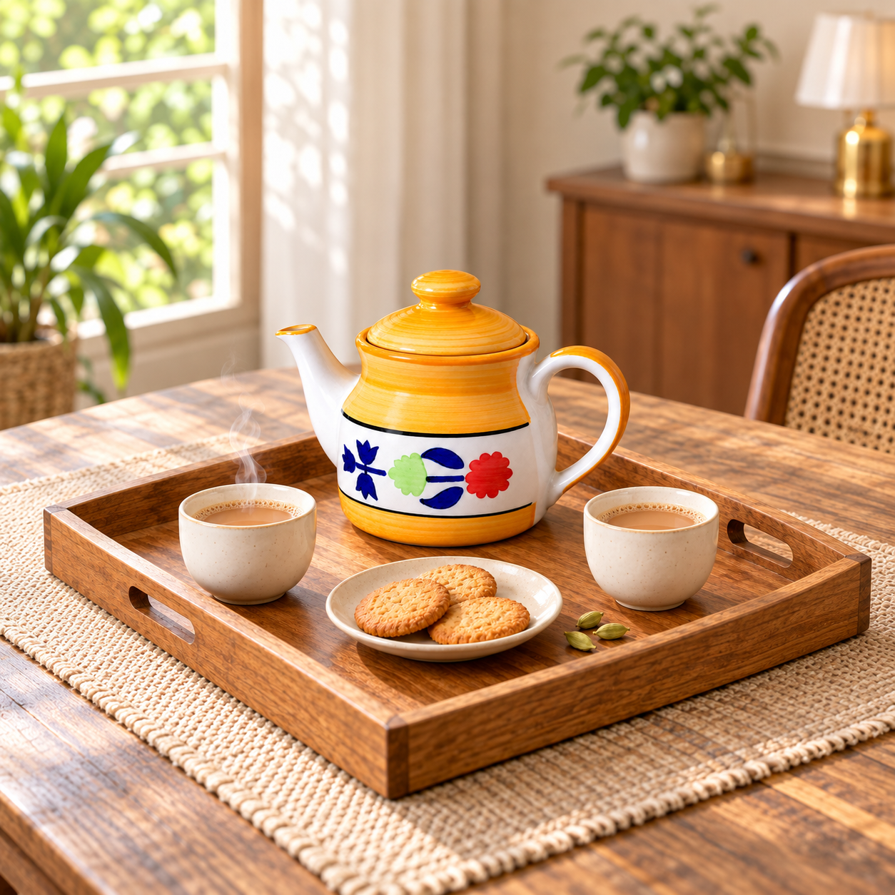 KunhaR Ceramic Teapot with Lid, 650 ml, Yellow Floral | Tea & Coffee Serving Pot for Kitchen & Dining, 1 Piece - Image 4