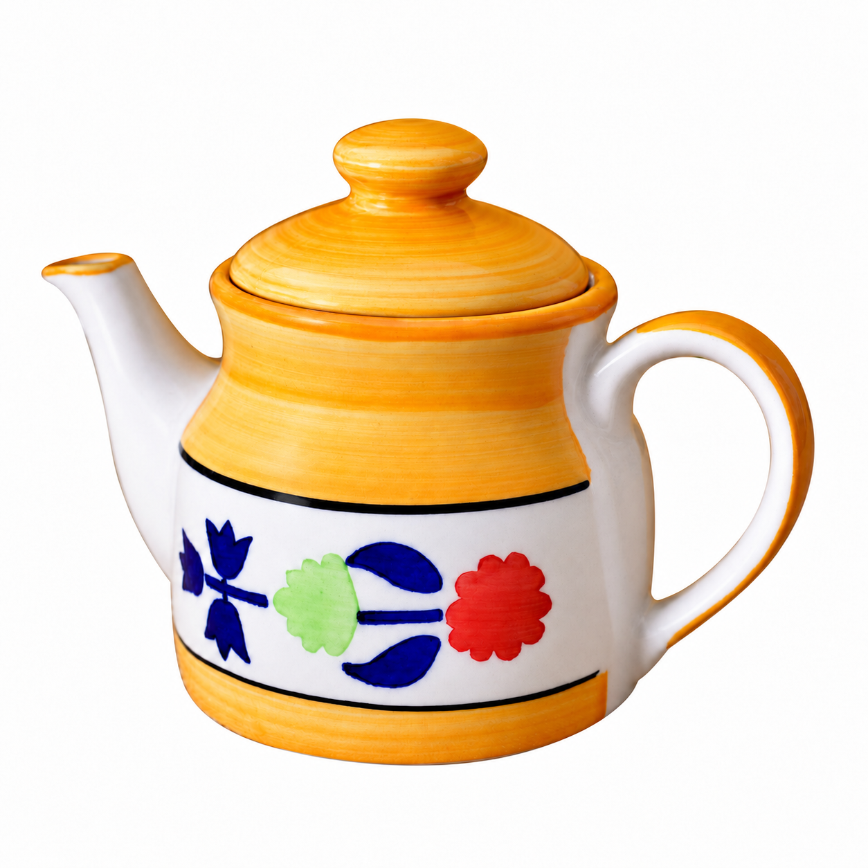KunhaR Ceramic Teapot with Lid, 650 ml, Yellow Floral | Tea & Coffee Serving Pot for Kitchen & Dining, 1 Piece - Image 6