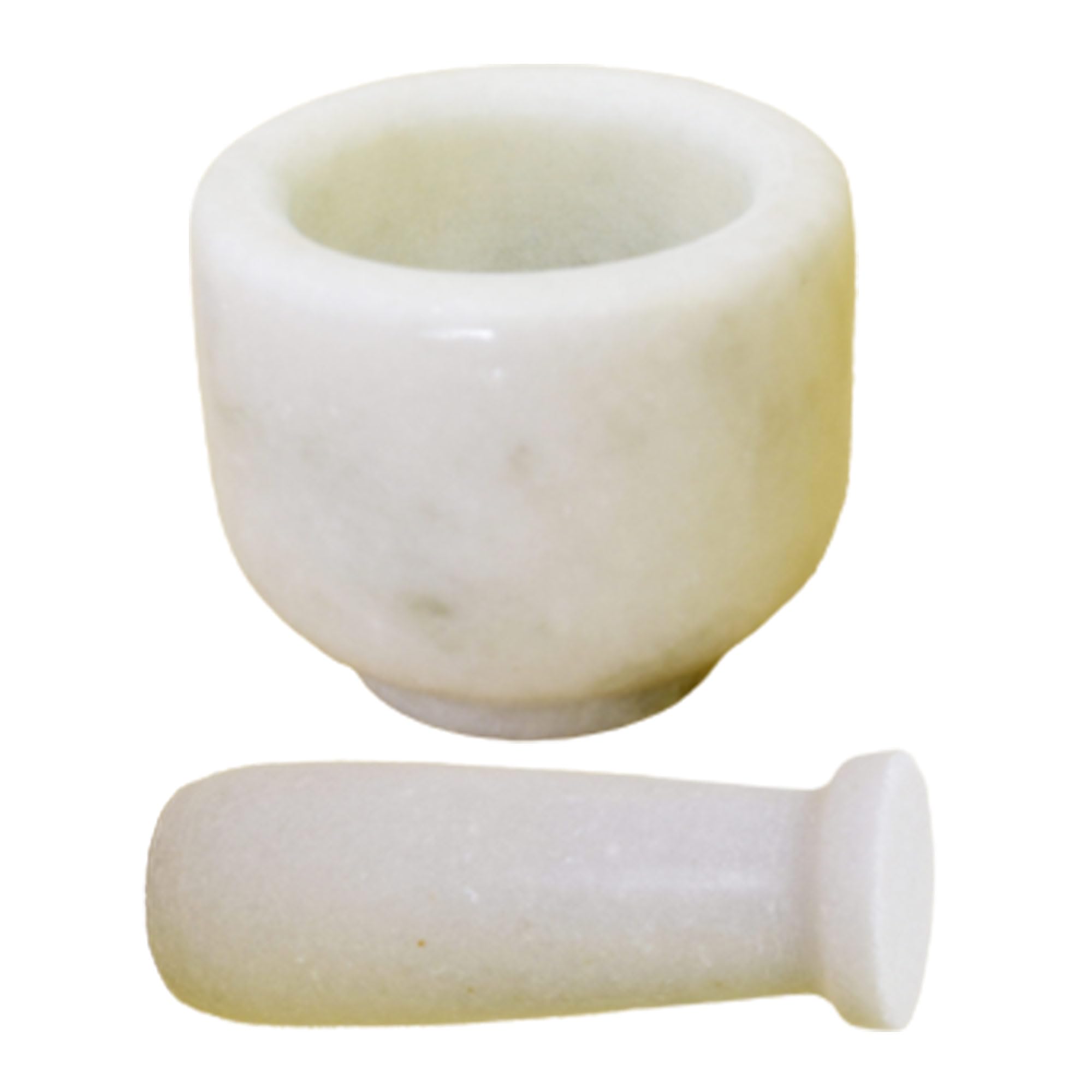 KunhaR Natural White Marble Mortar and Pestle Set, Imam Dasta, Ohkli Musal, Kharal - 3 x 2.5 Inches, White, (Half Polish) - Image 7