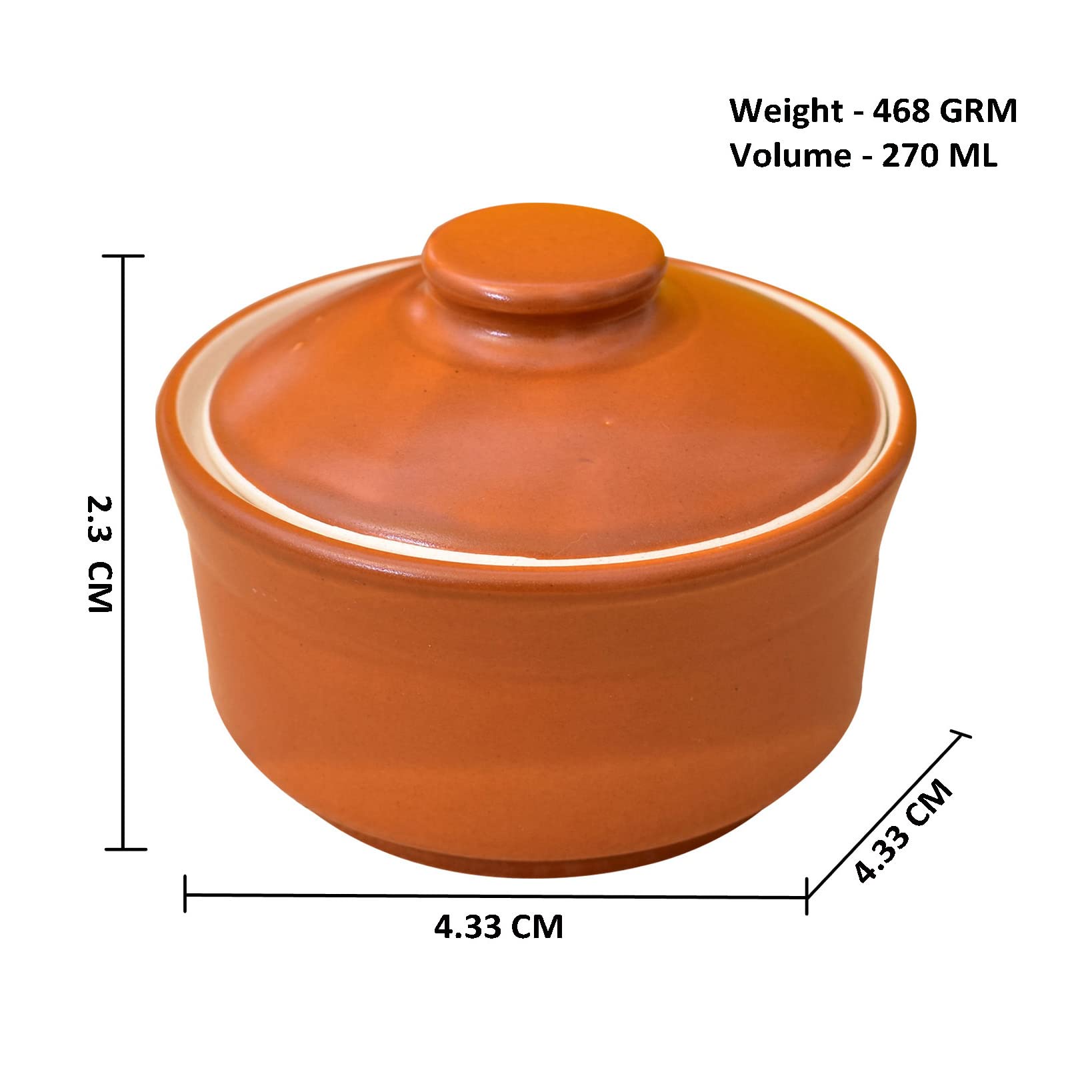 KunhaR Multipurpose Ceramic Donga – Terracotta Plain | 270 ML Lidded Serving Donga | Microwave & Dishwasher Safe | Ideal for Gravy, Dal, Curry & More - Image 4