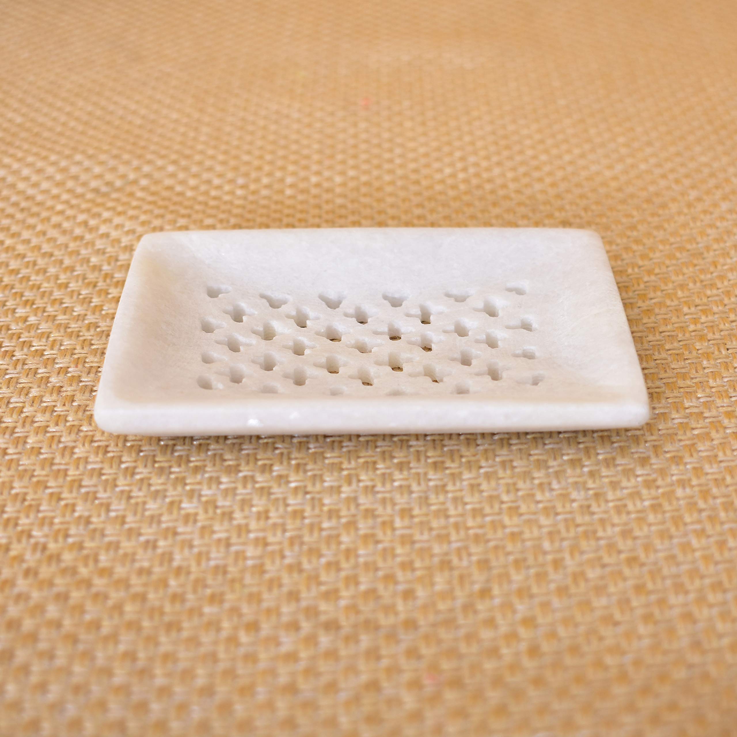 KunhaR Natural White Marble Soap Dish Handcrafted Stone Holder for Bathroom, Tub & Wash Basin (2.8 x 3.9 Inch) - Image 4