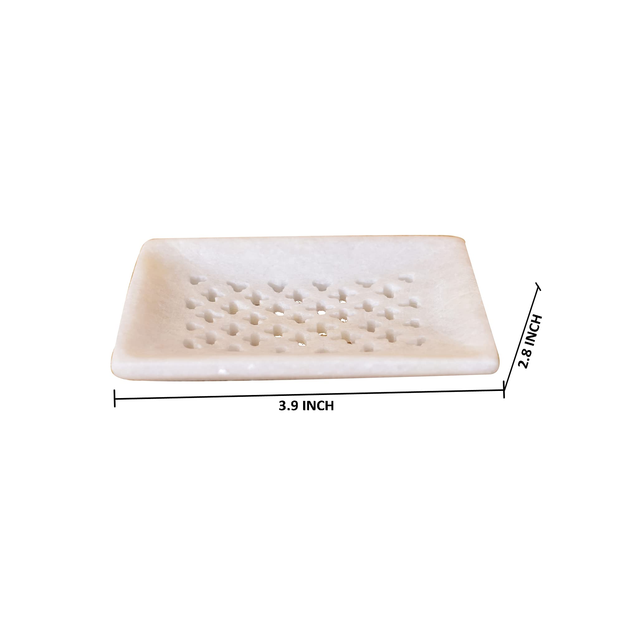 KunhaR Natural White Marble Soap Dish Handcrafted Stone Holder for Bathroom, Tub & Wash Basin (2.8 x 3.9 Inch) - Image 5