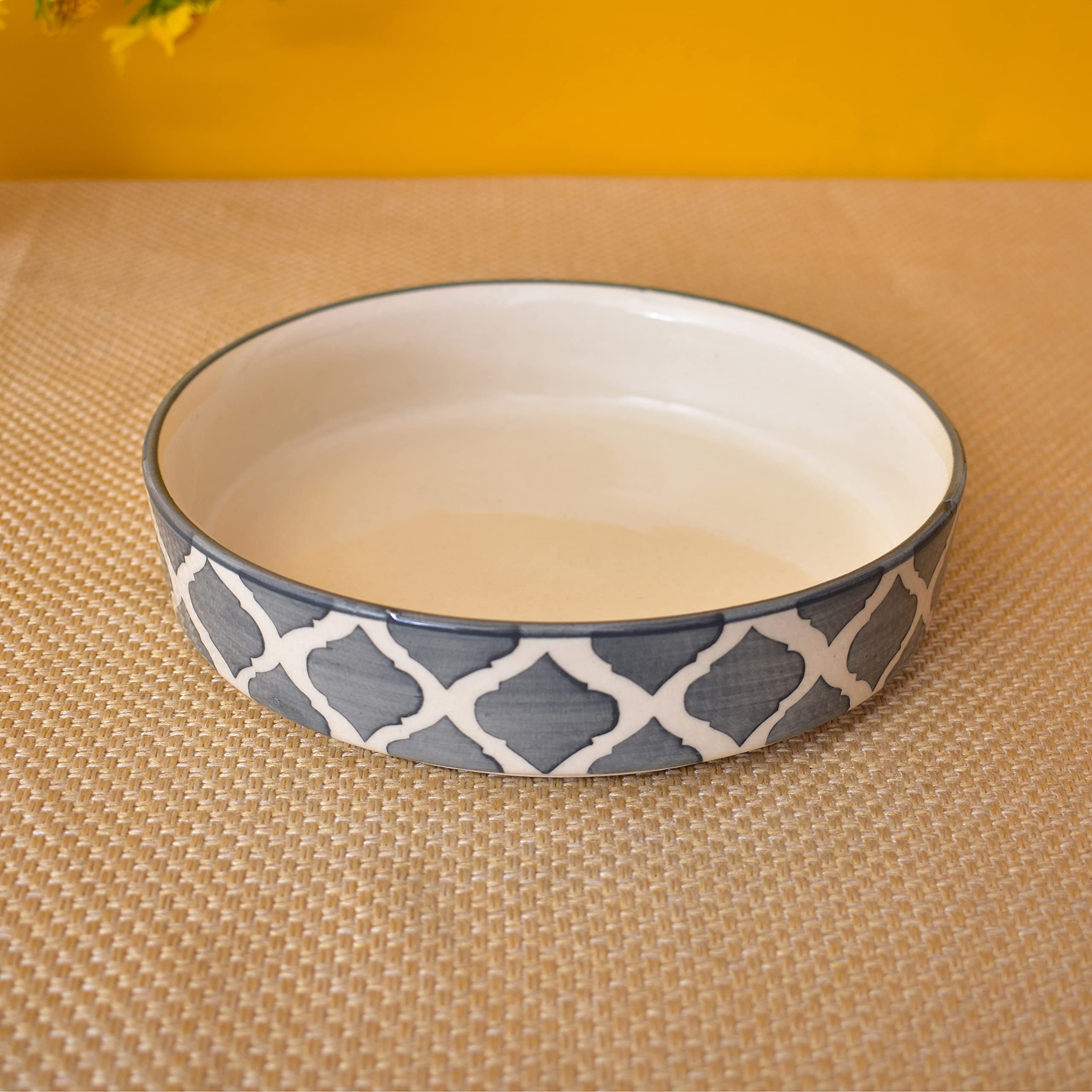 Kunhar Ceramic Bowls Set for Snacks Ceramic Serving Bowl Set for Dinner - 650 ML, 550 ML and 400 ML, 3 Pieces, Grey