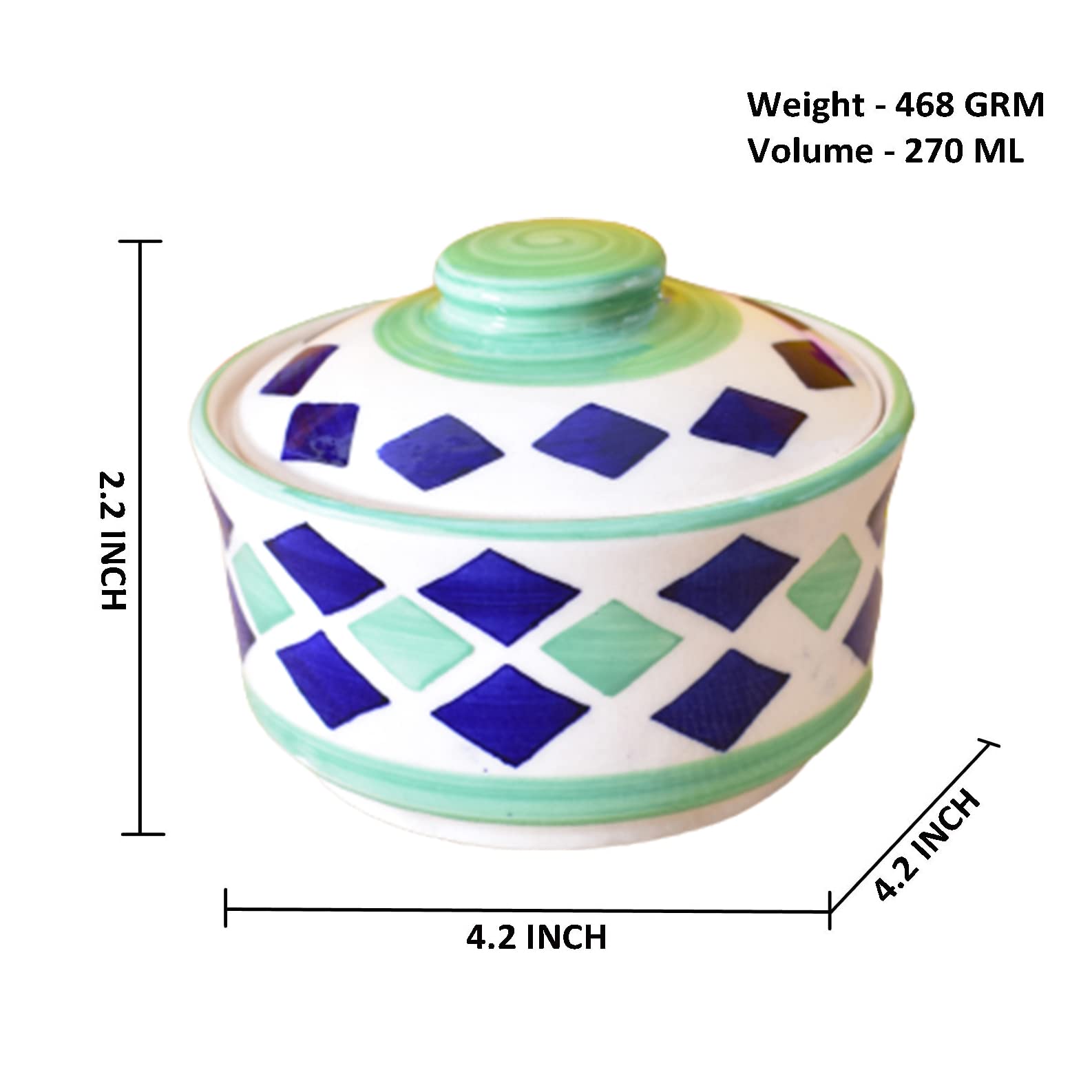 Kunhar Multipurpose Ceramic Donga – Fringy Flower | 270 ML Lidded Serving Donga | Microwave & Dishwasher Safe | Ideal for Gravy, Dal, Curry & More - Image 5