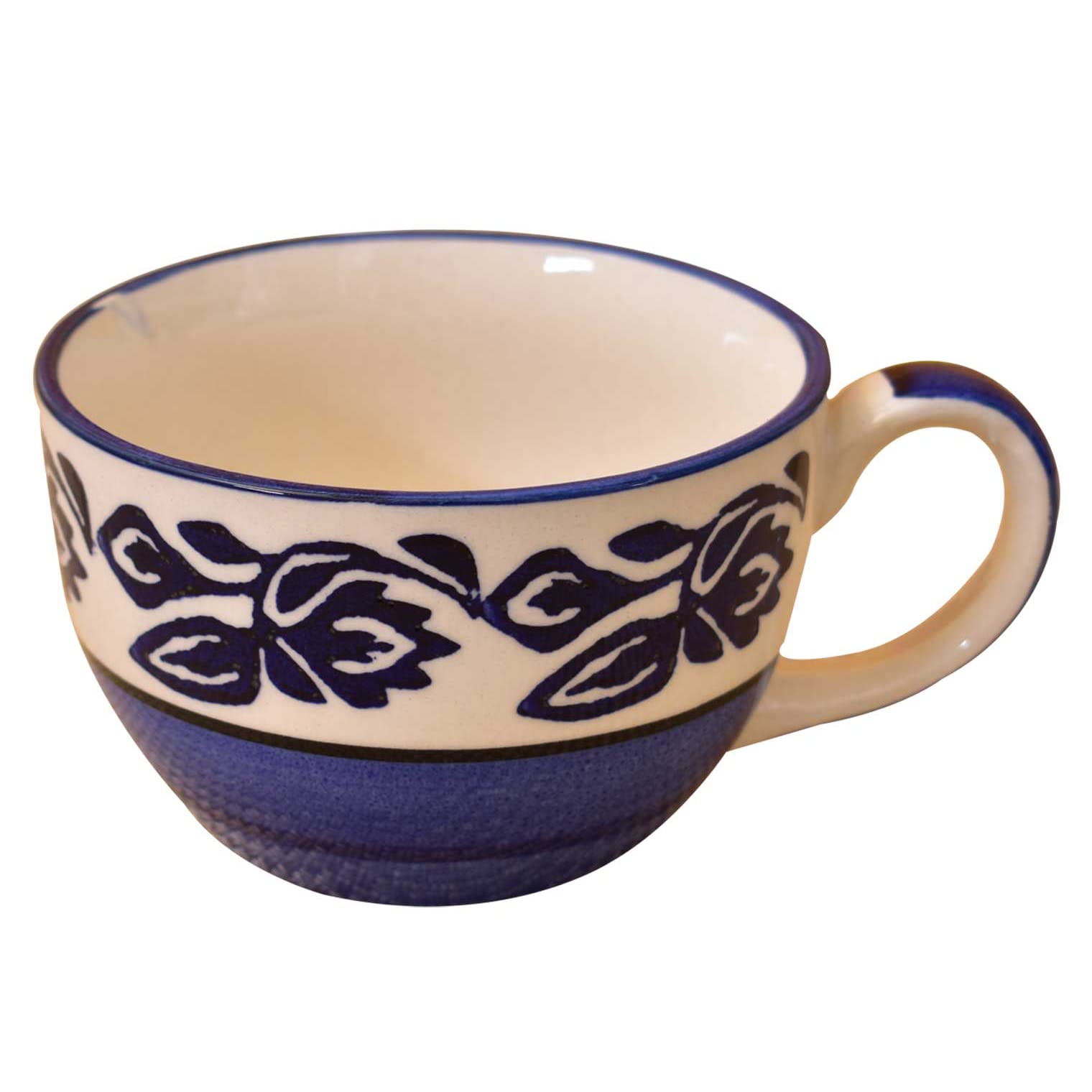 Kunhar Ceramic Jumbo Coffee Mug Soup Mug Noodle Mug - 350 ML - Microwave Safe & Freezer Safe, Set of 1, Blue Vine — Amazon product image