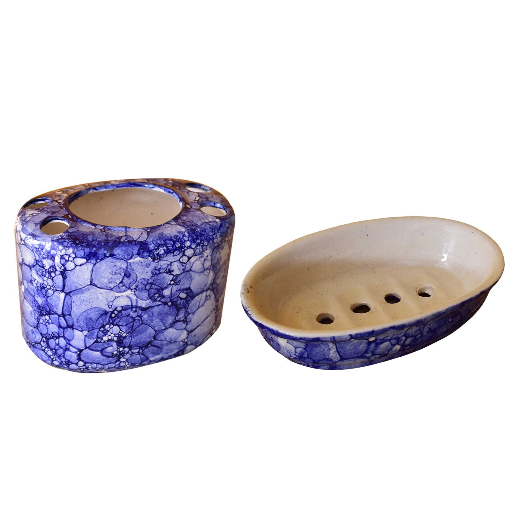 Kunhar Ceramic 2-Piece Bathroom Accessories Set (1 Soap Dish Holder and 1 Toothbrush Holder), Yellow Chidi — product view 1