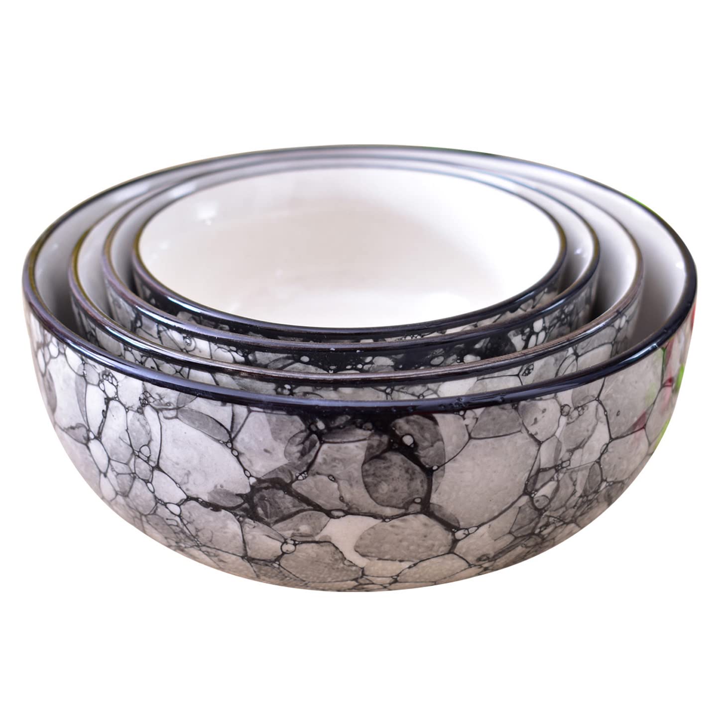 Kunhar Ceramic Mixing Bowl Set – 4 Pieces (1500ml, 800ml, 600ml, 400ml), Black Luster – Durable, Microwave & Dishwasher Safe – Ideal for Mixing, Serving & Storage — product view 3